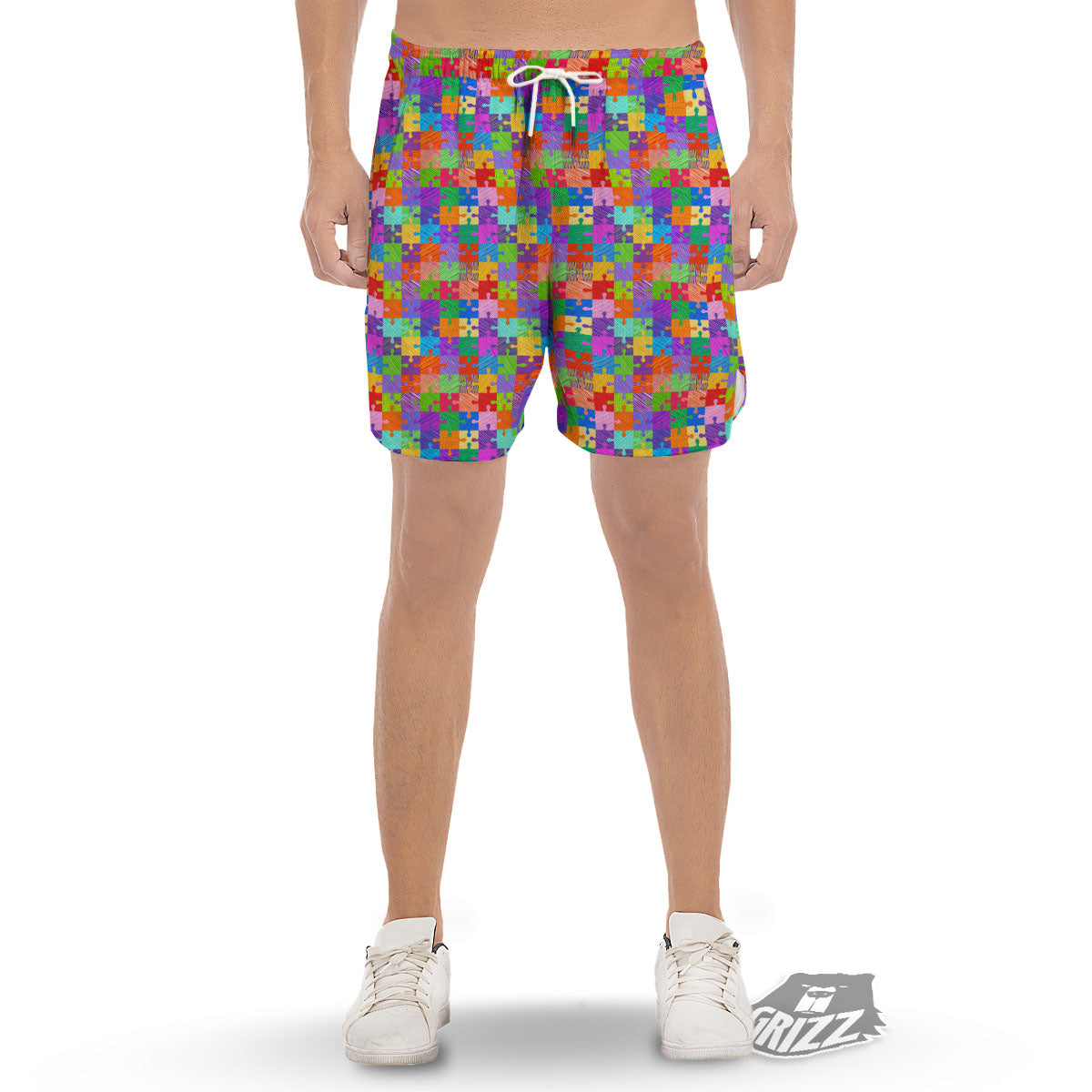 Drawing Autism Awareness Print Men's Gym Shorts-grizzshop