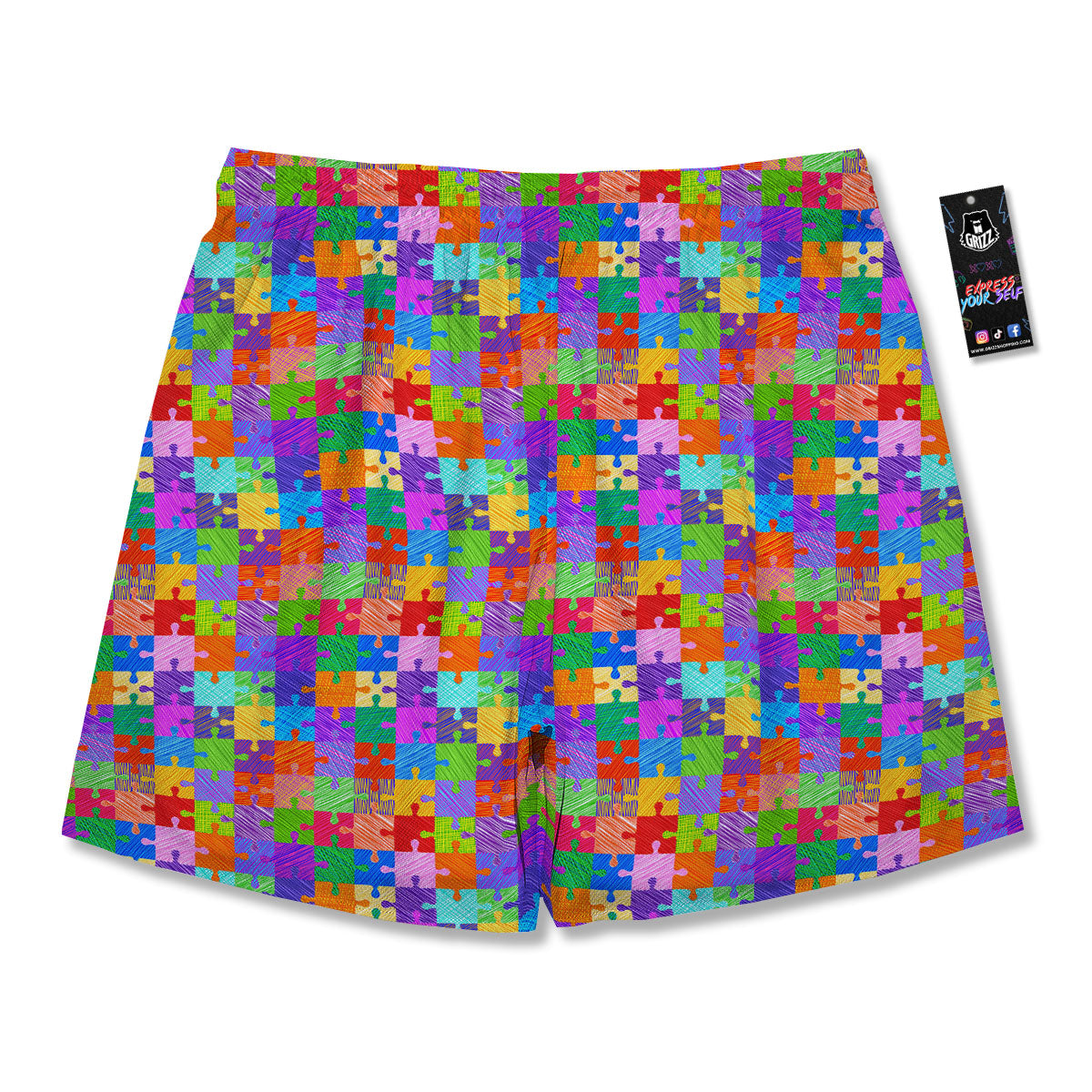 Drawing Autism Awareness Print Men's Running Shorts-grizzshop