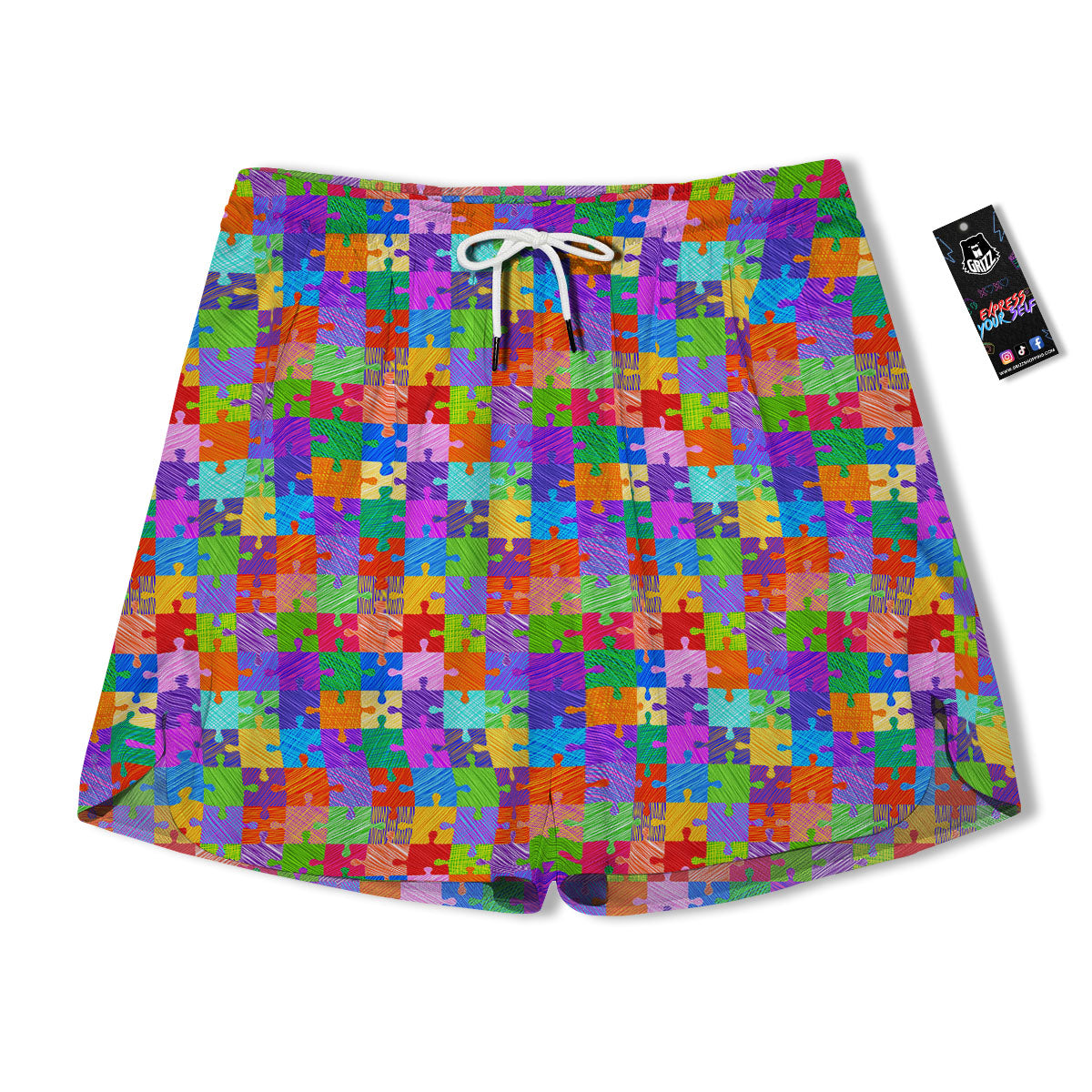 Drawing Autism Awareness Print Men's Running Shorts-grizzshop