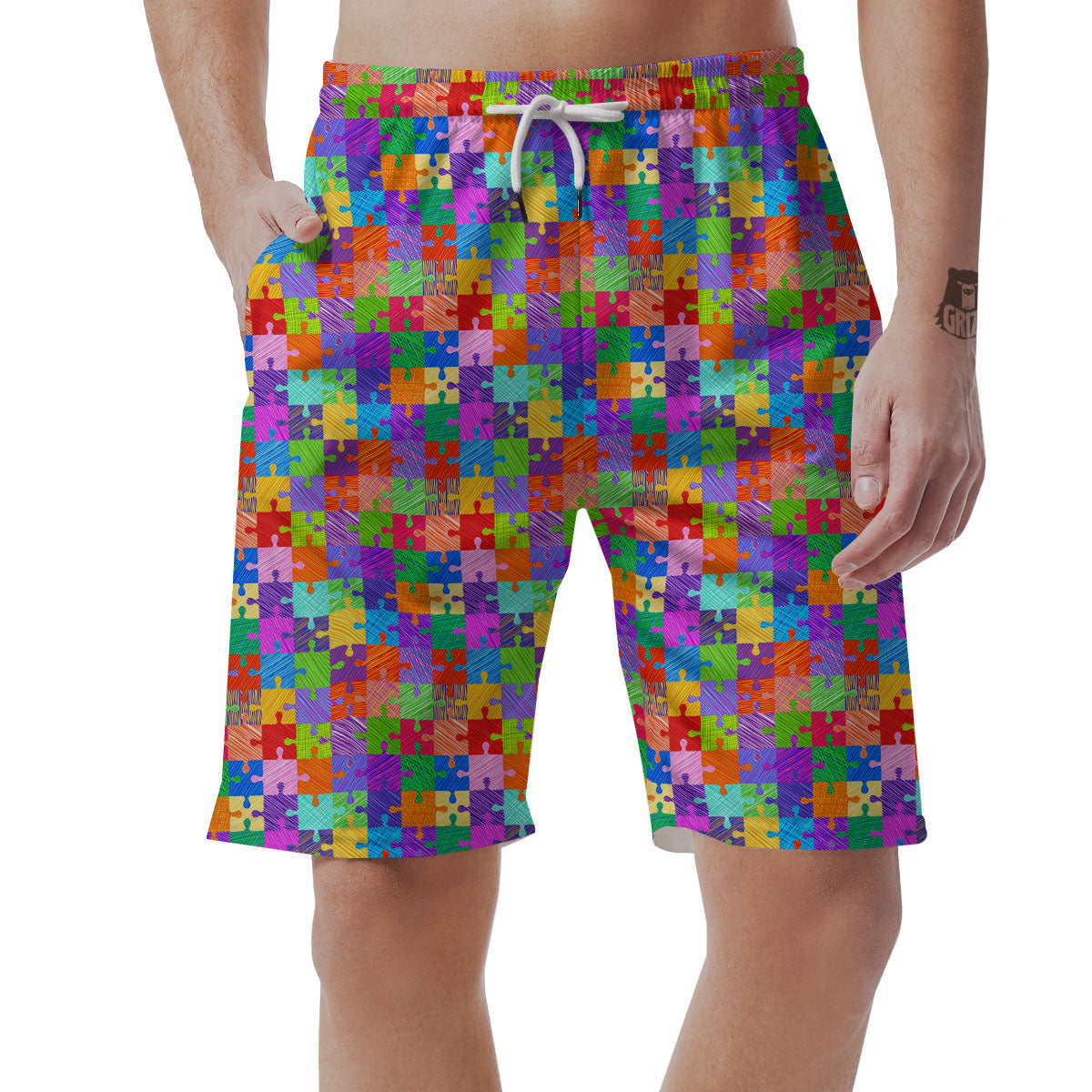 Drawing Autism Awareness Print Men's Shorts-grizzshop