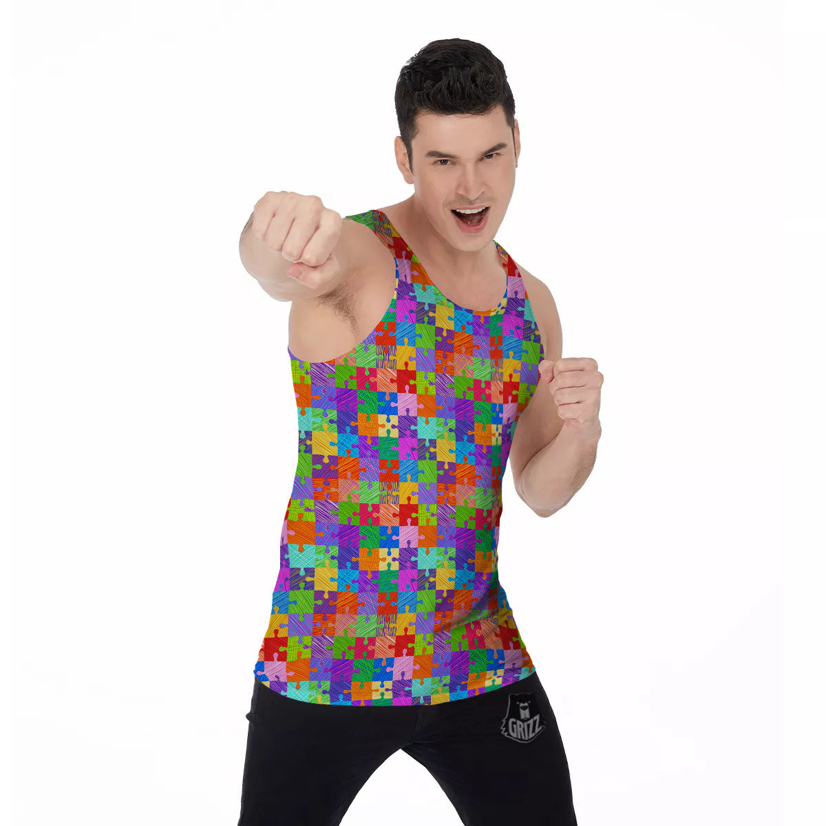 Drawing Autism Awareness Print Men's Tank Top-grizzshop