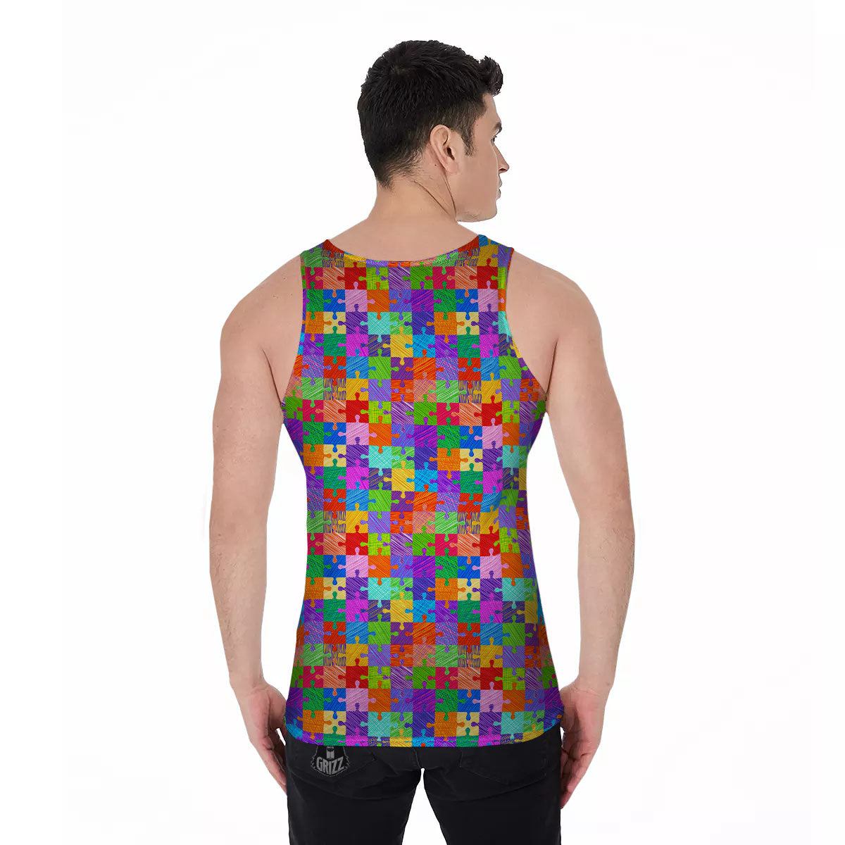 Drawing Autism Awareness Print Men's Tank Top-grizzshop