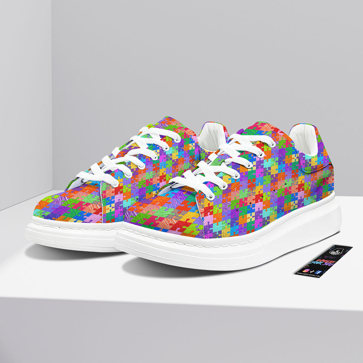 Drawing Autism Awareness Print Platform Shoes-grizzshop