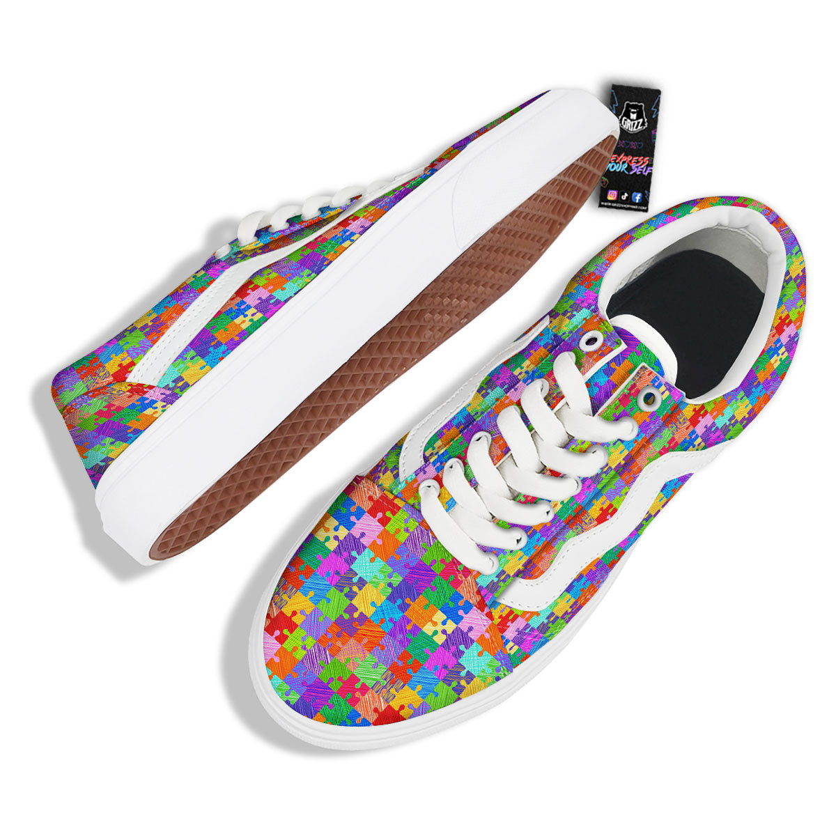 Drawing Autism Awareness Print Skate Shoes-grizzshop