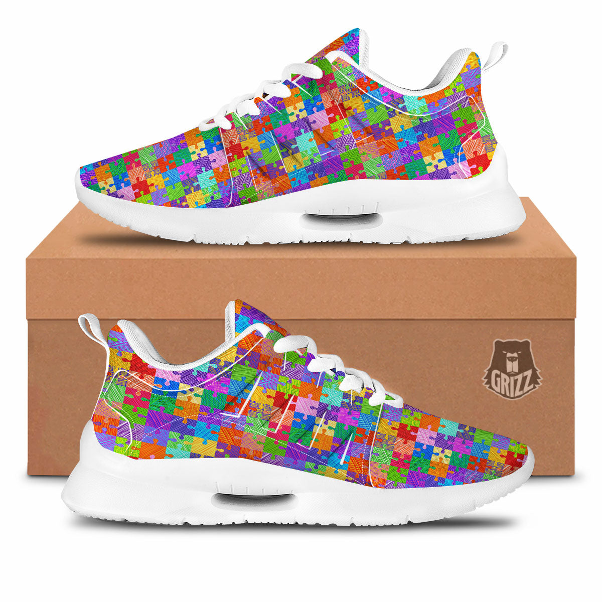 Drawing Autism Awareness Print Tennis Shoes-grizzshop
