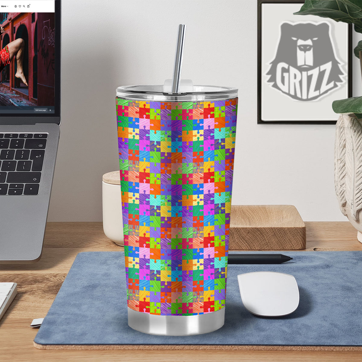 Drawing Autism Awareness Print Tumbler-grizzshop