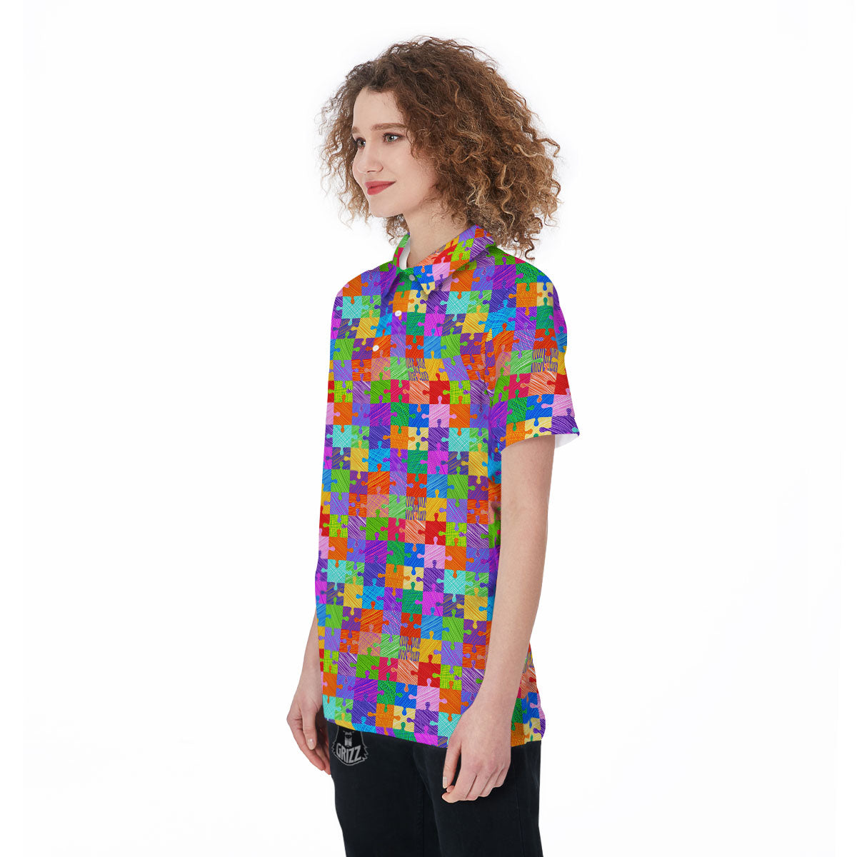 Drawing Autism Awareness Print Women's Golf Shirts-grizzshop