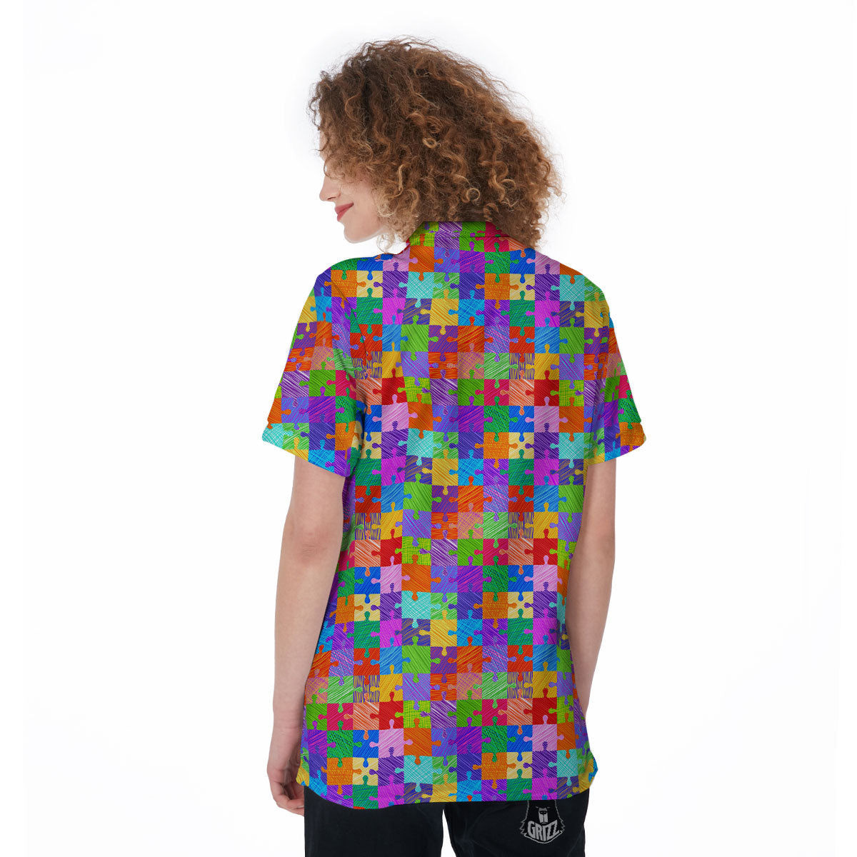Drawing Autism Awareness Print Women's Golf Shirts-grizzshop