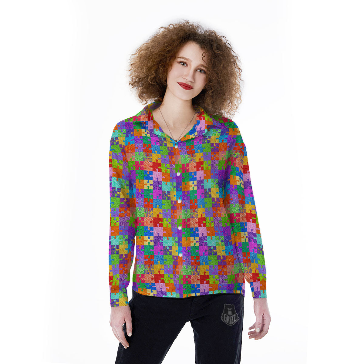 Drawing Autism Awareness Print Women's Long Sleeve Shirts-grizzshop