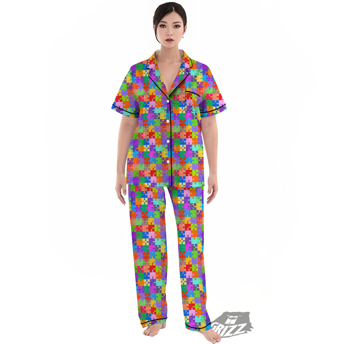 Drawing Autism Awareness Print Women's Pajamas Set-grizzshop