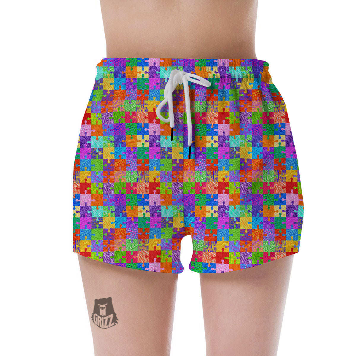Drawing Autism Awareness Print Women's Shorts-grizzshop