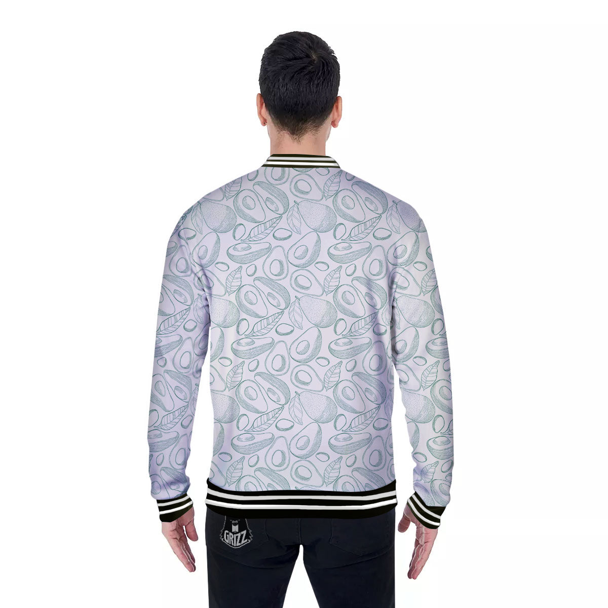 Drawing Avocado Cut In Half Print Baseball Jacket-grizzshop