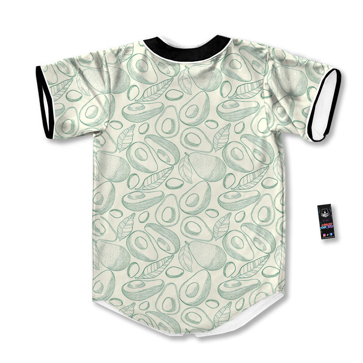 Drawing Avocado Cut In Half Print Baseball Jersey-grizzshop