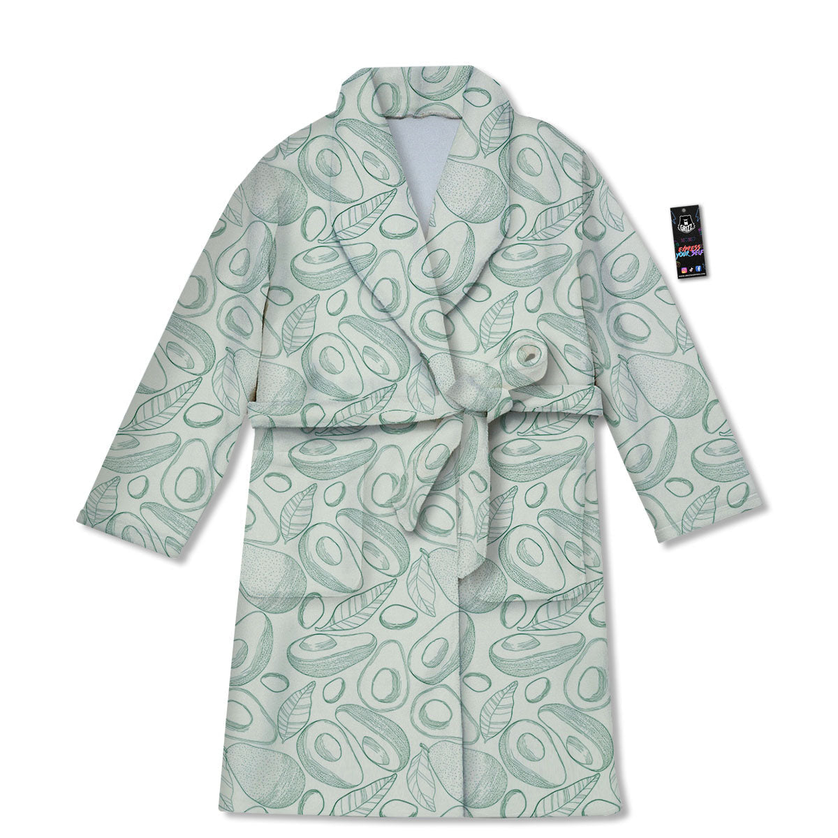Drawing Avocado Cut In Half Print Bathrobe-grizzshop