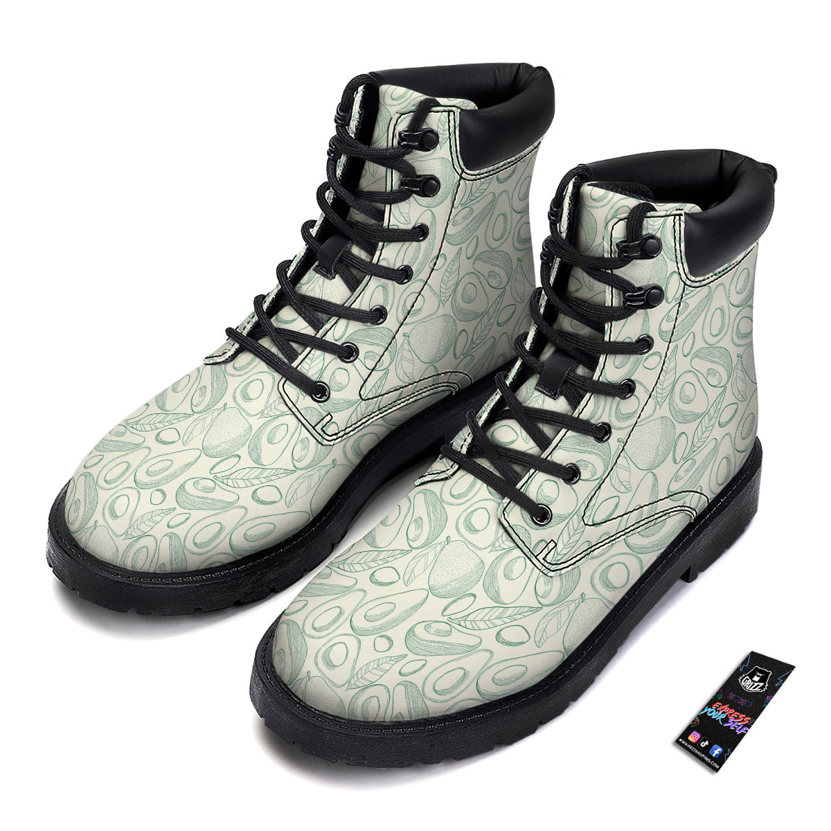 Drawing Avocado Cut In Half Print Boots-grizzshop