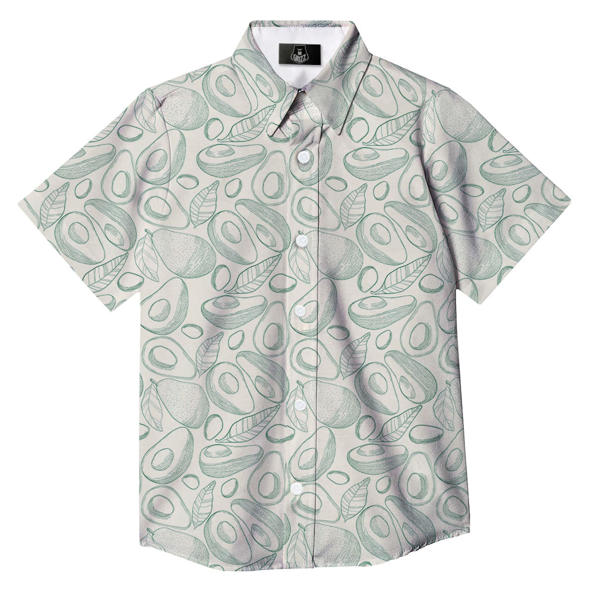 Drawing Avocado Cut In Half Print Button Up Shirt-grizzshop