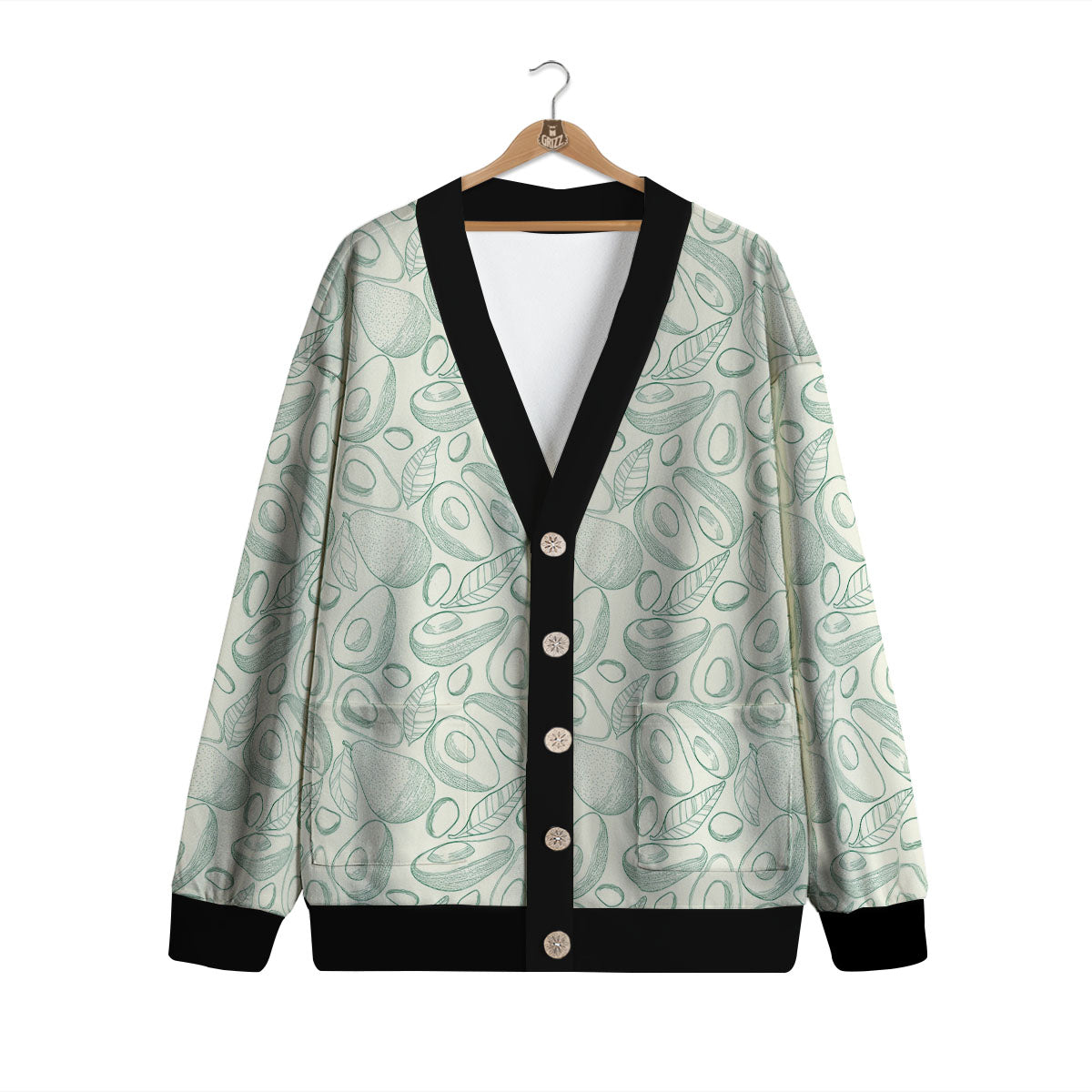 Drawing Avocado Cut In Half Print Cardigan-grizzshop