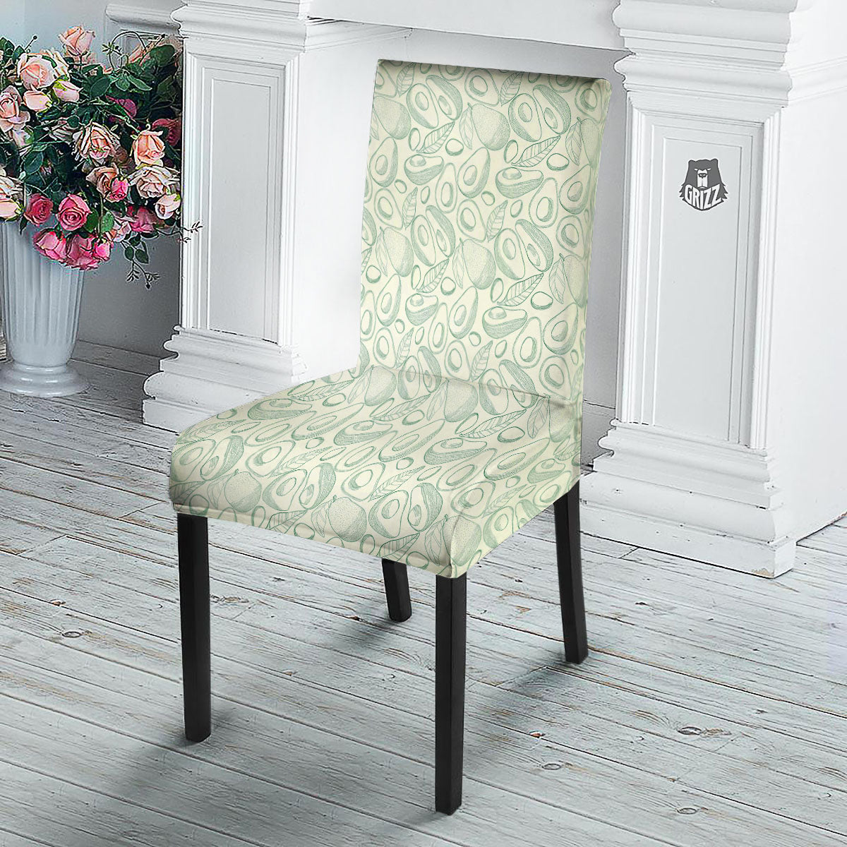 Drawing Avocado Cut In Half Print Dining Chair Slipcover-grizzshop