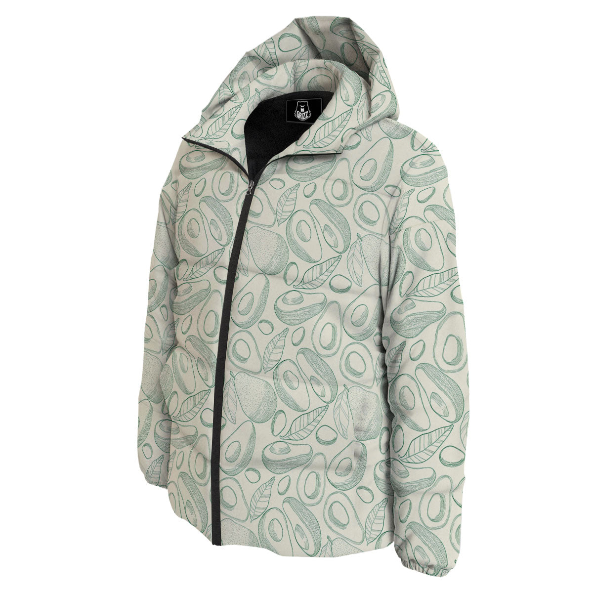 Drawing Avocado Cut In Half Print Down Jacket-grizzshop