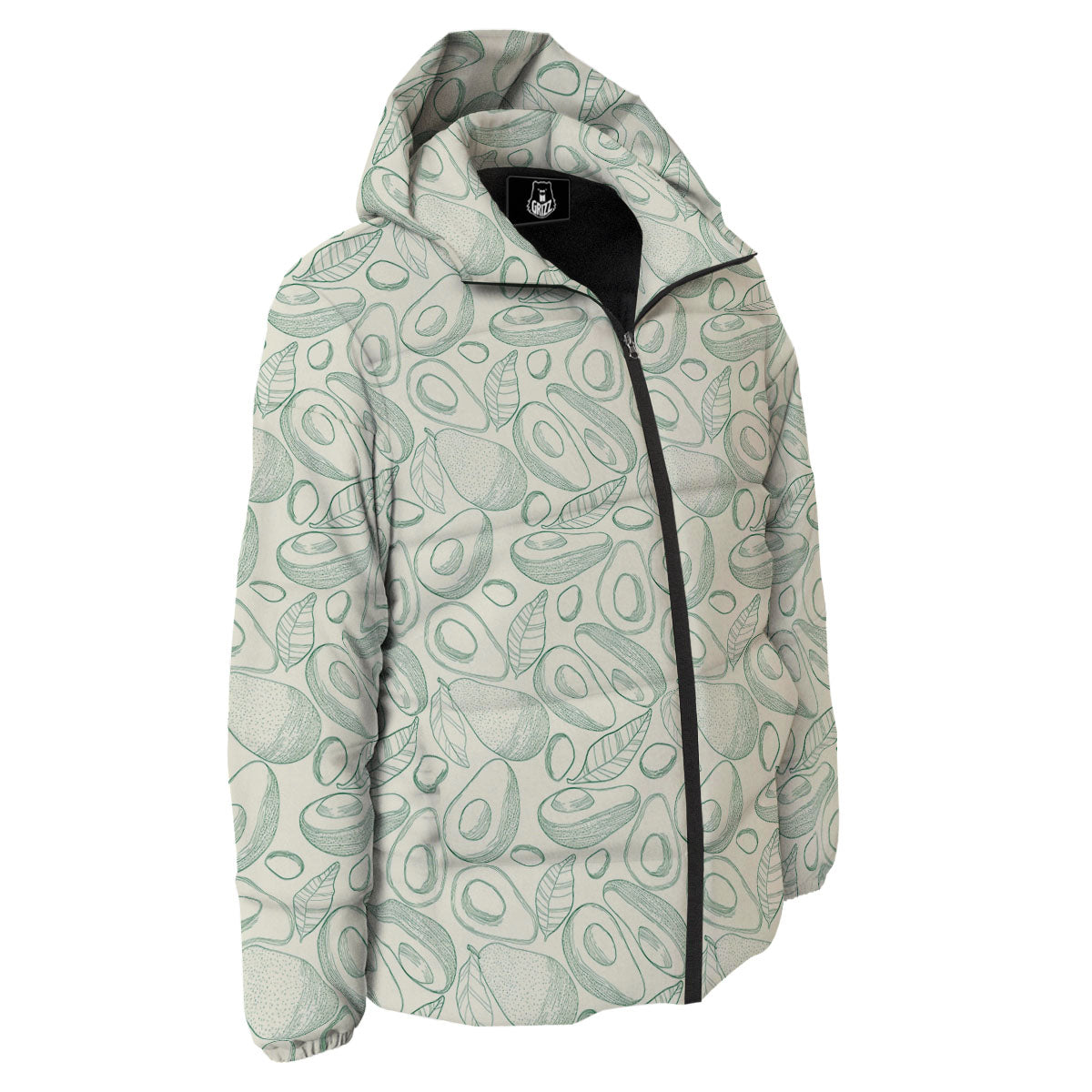 Drawing Avocado Cut In Half Print Down Jacket-grizzshop