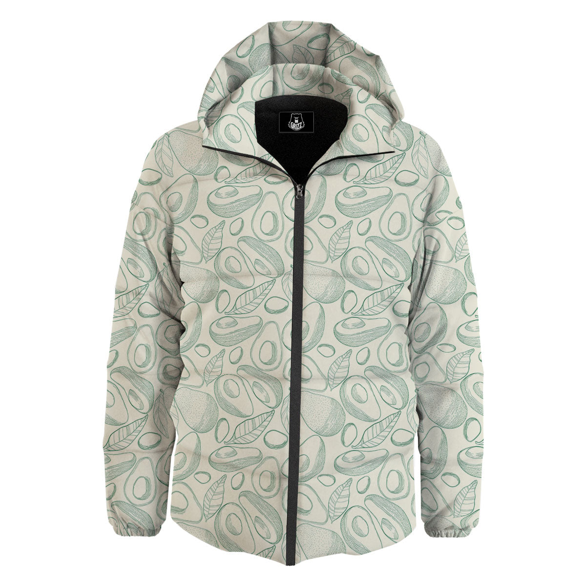 Drawing Avocado Cut In Half Print Down Jacket-grizzshop