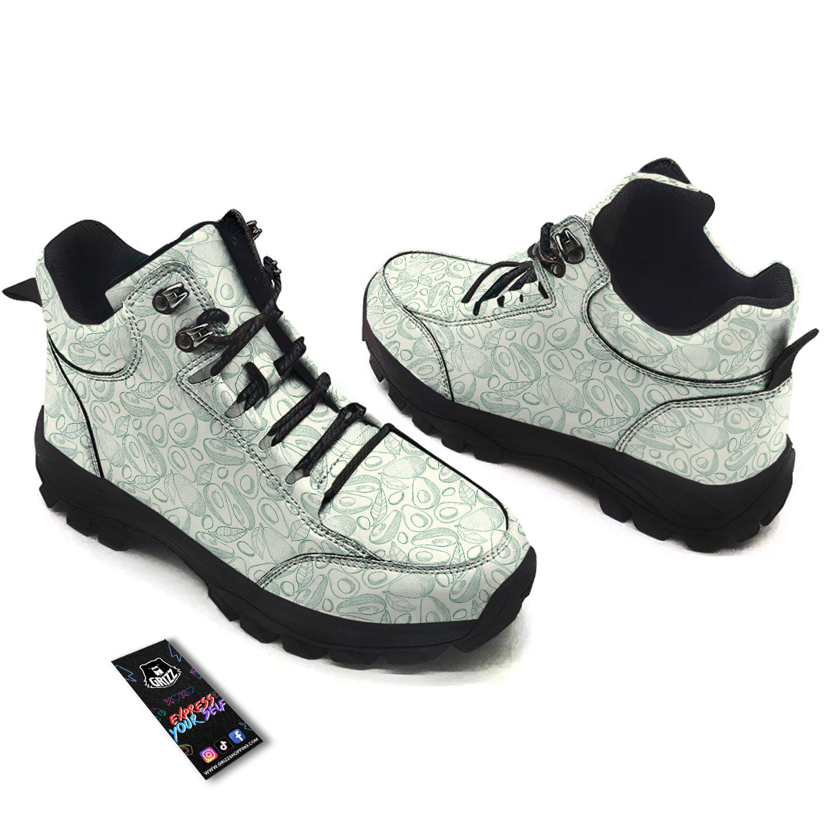 Drawing Avocado Cut In Half Print Hiking Shoes-grizzshop