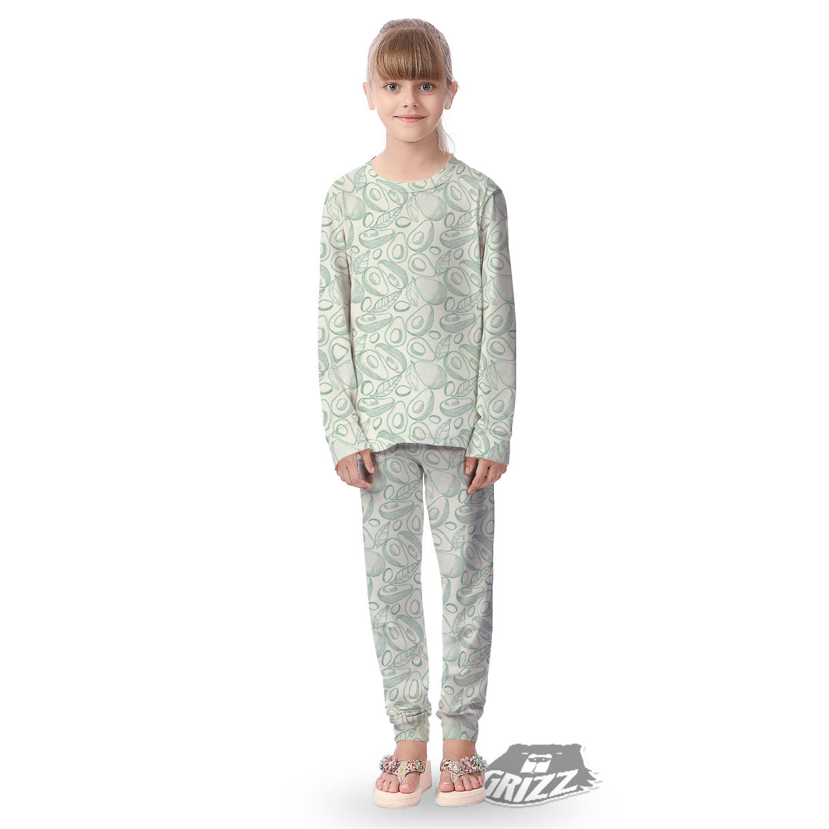 Drawing Avocado Cut In Half Print Kid's Pajamas-grizzshop
