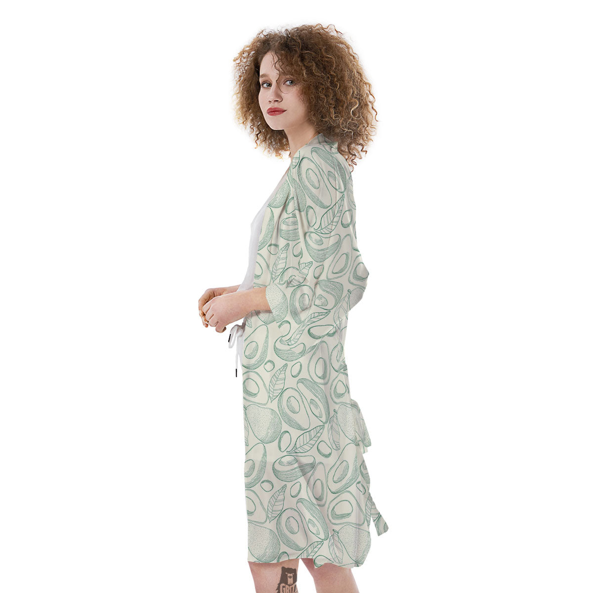 Drawing Avocado Cut In Half Print Kimono-grizzshop