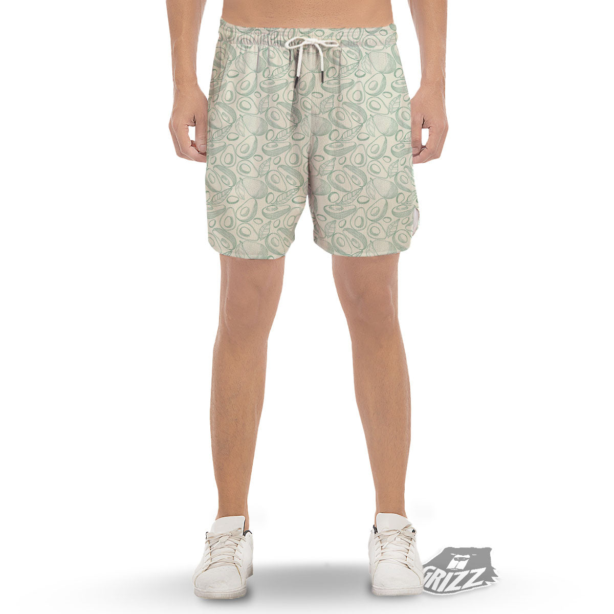 Drawing Avocado Cut In Half Print Men's Gym Shorts-grizzshop