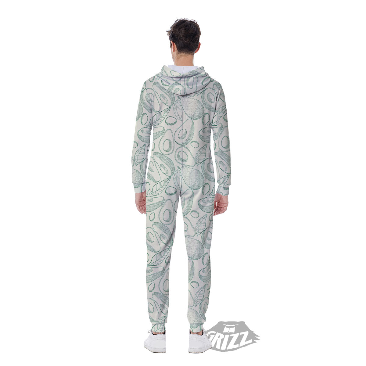 Drawing Avocado Cut In Half Print Men's Jumpsuit-grizzshop