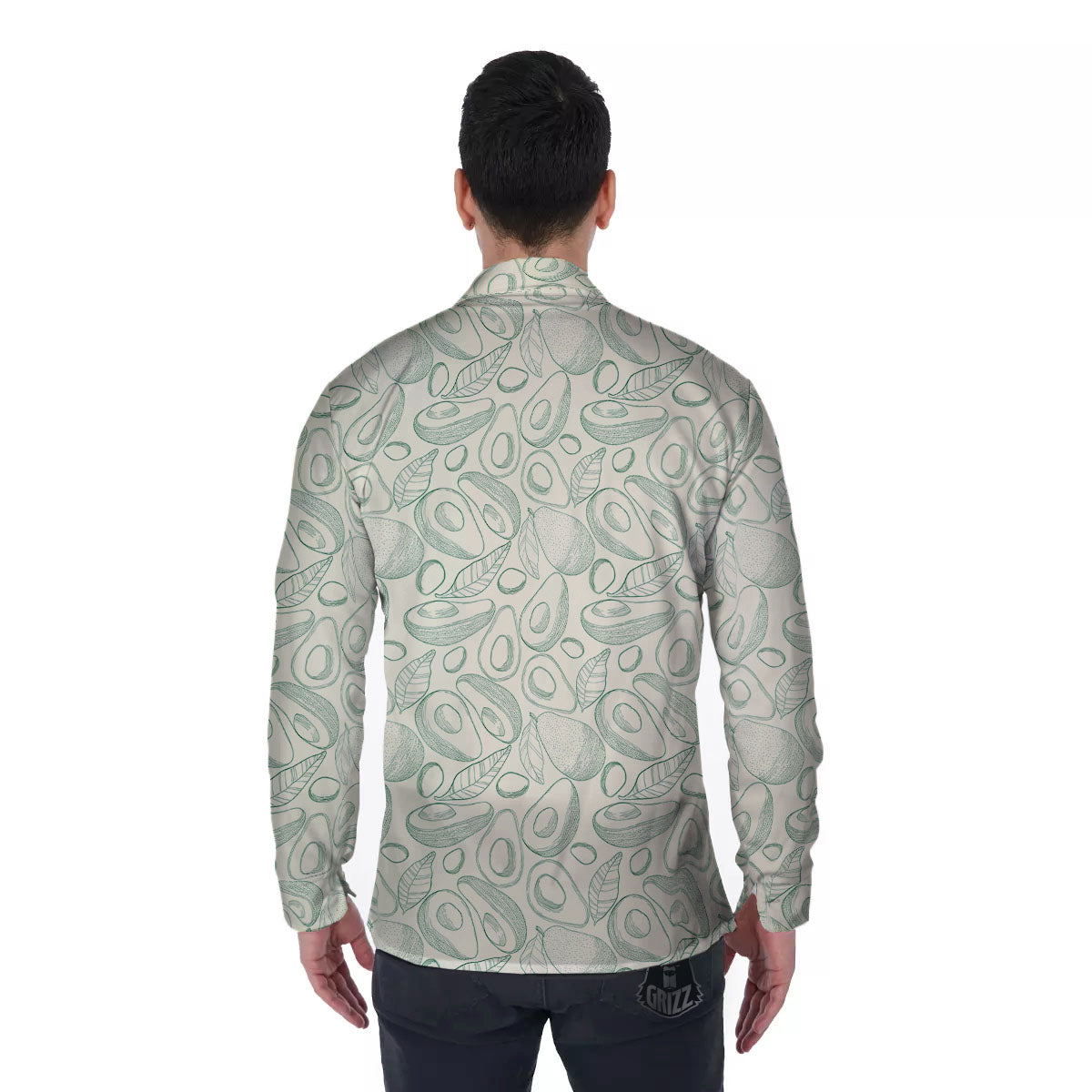 Drawing Avocado Cut In Half Print Men's Long Sleeve Shirts-grizzshop