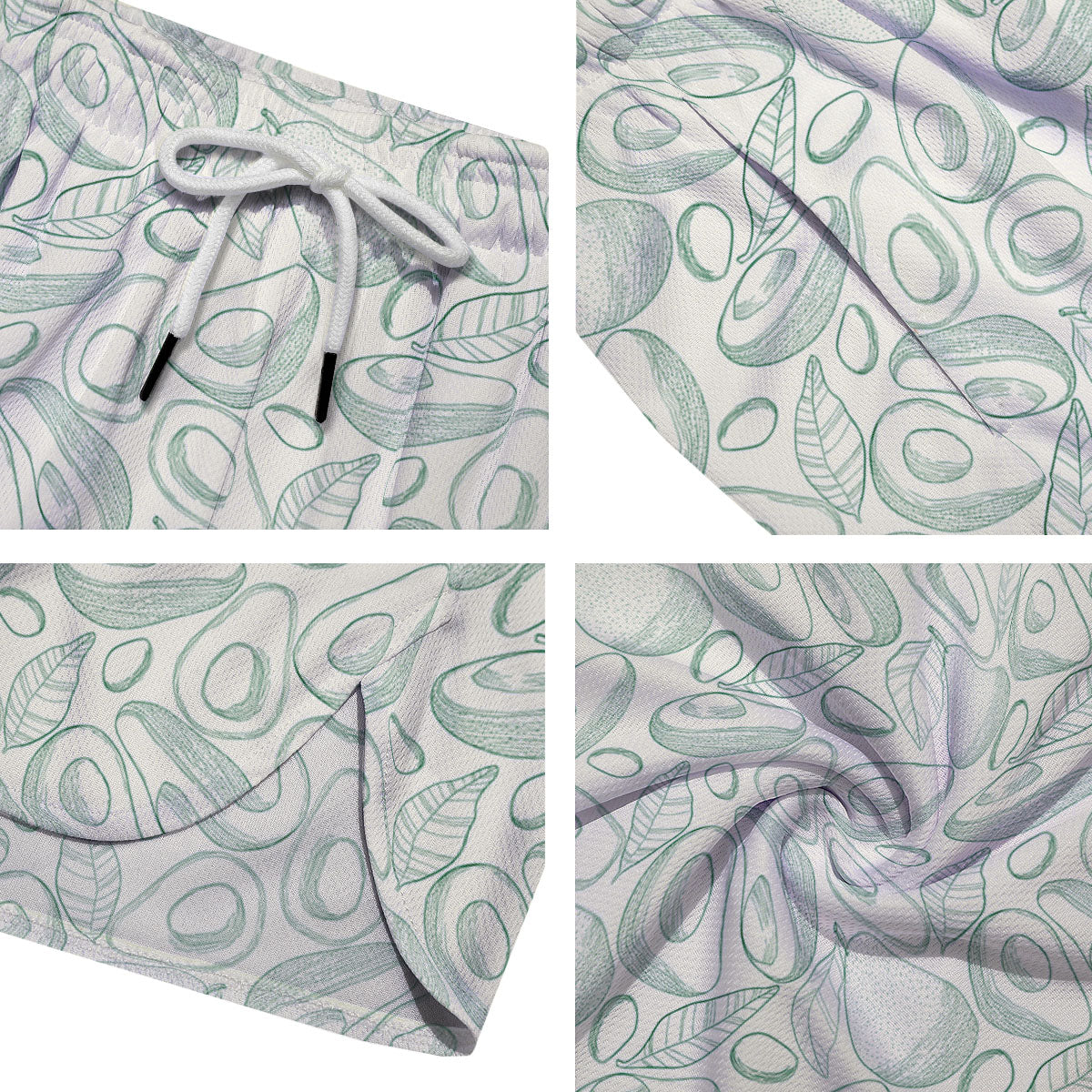 Drawing Avocado Cut In Half Print Men's Running Shorts-grizzshop