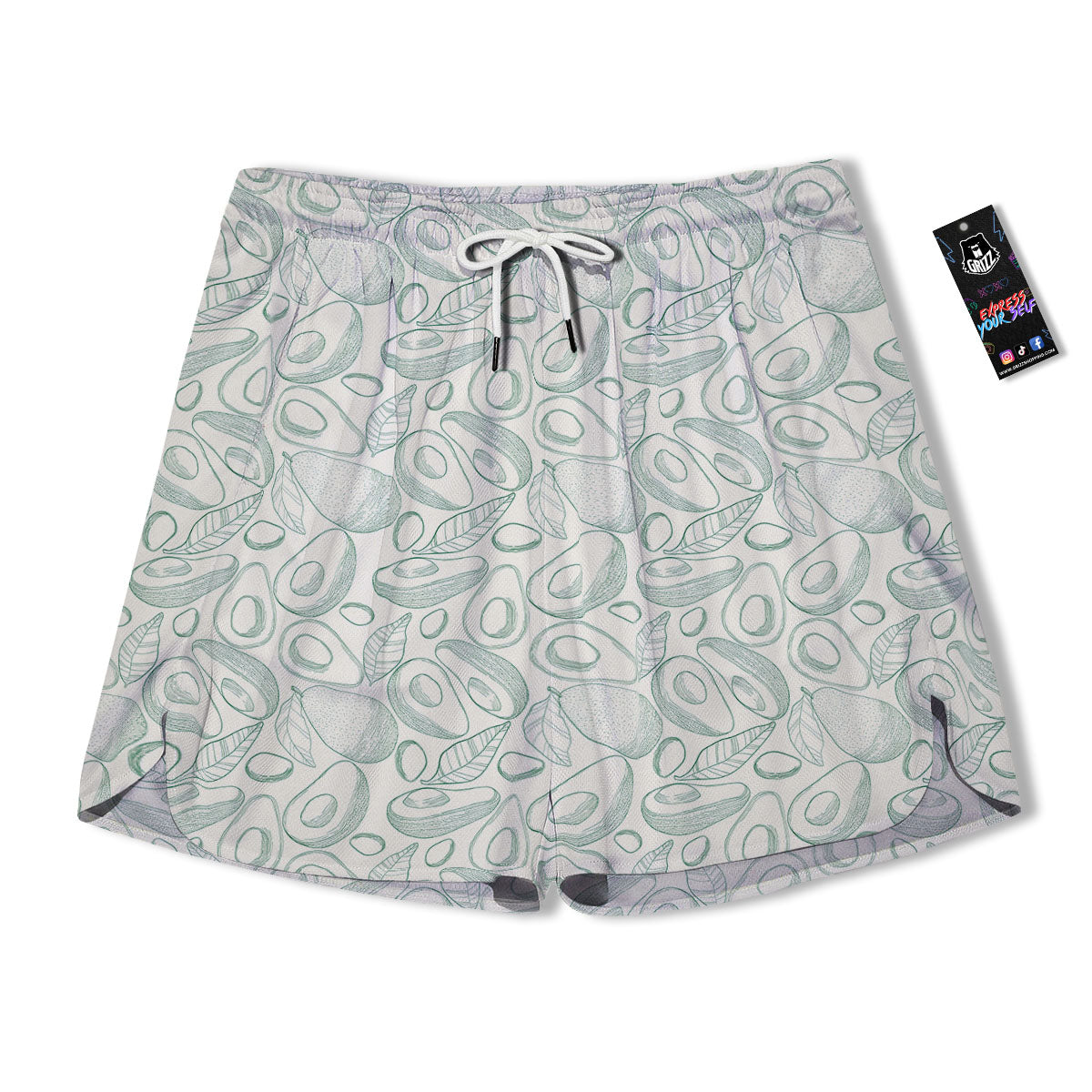 Drawing Avocado Cut In Half Print Men's Running Shorts-grizzshop
