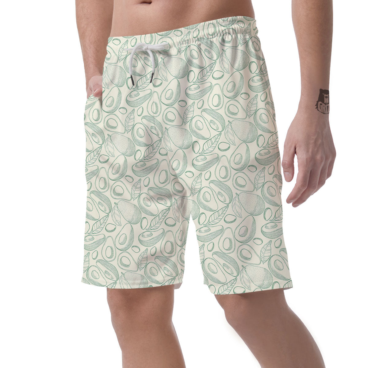 Drawing Avocado Cut In Half Print Men's Shorts-grizzshop