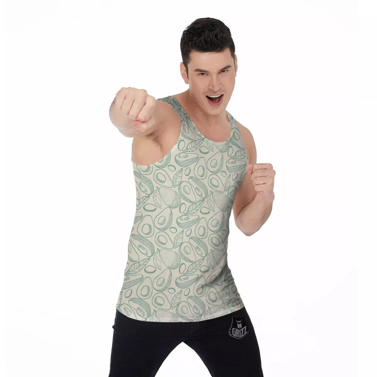 Drawing Avocado Cut In Half Print Men's Tank Top-grizzshop