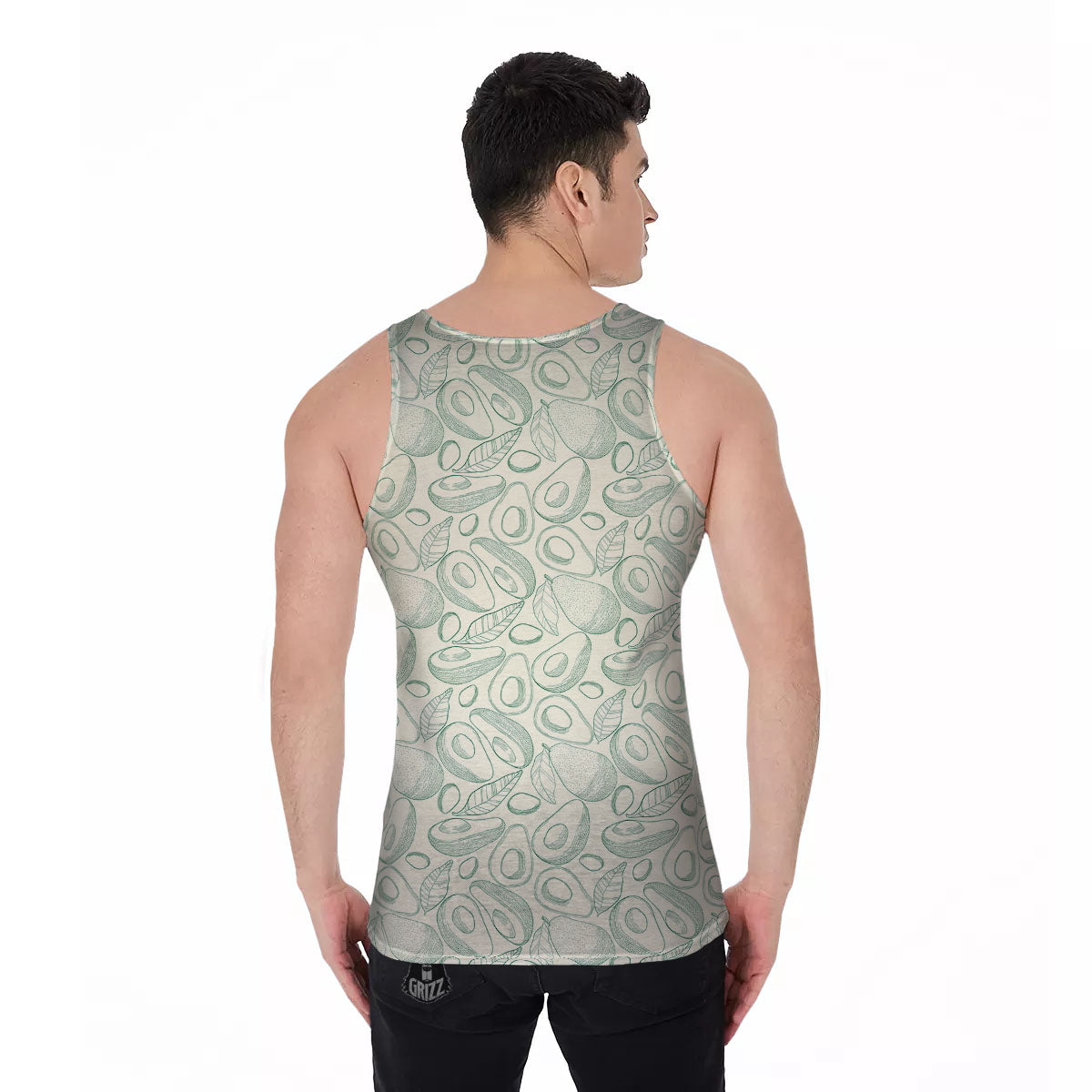 Drawing Avocado Cut In Half Print Men's Tank Top-grizzshop