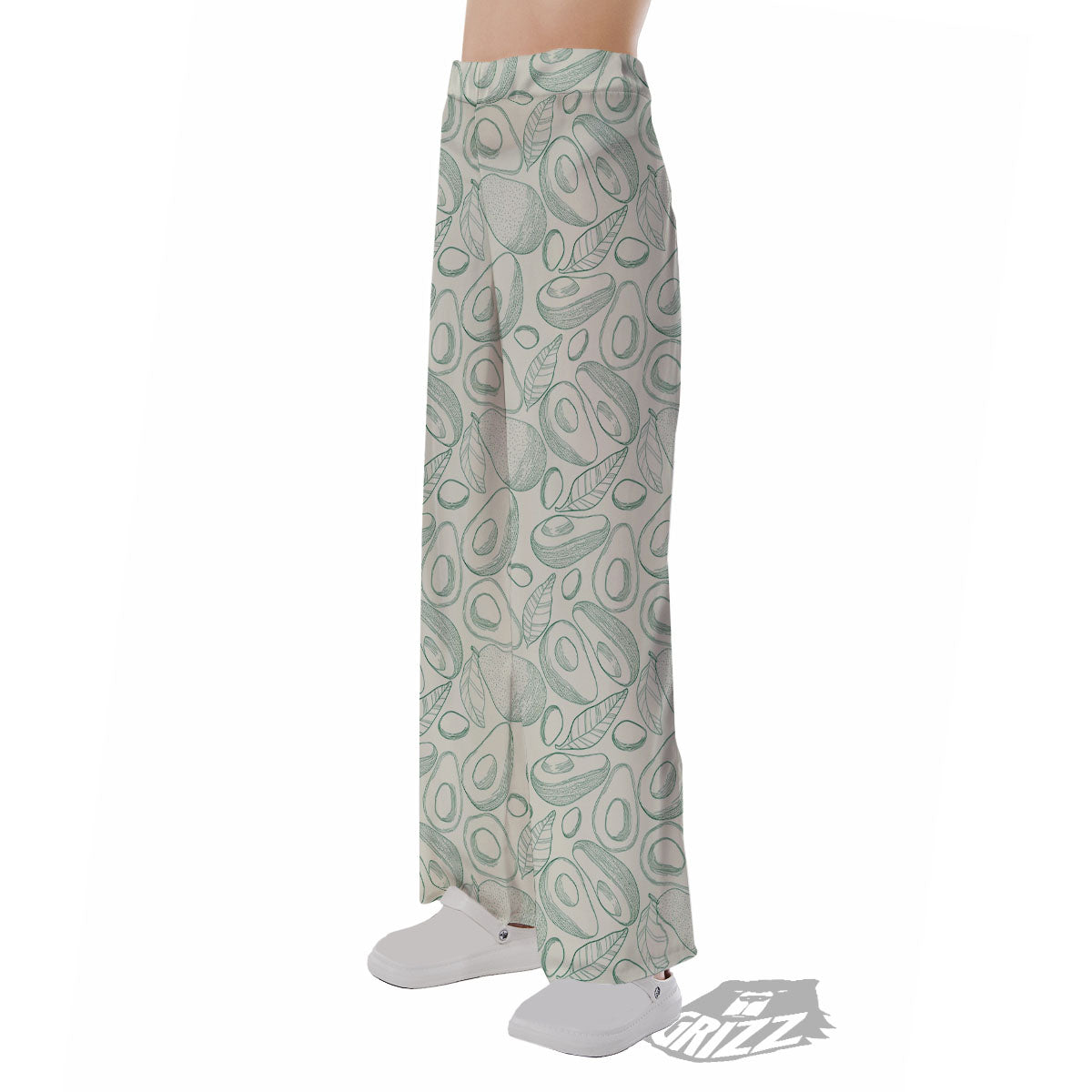 Drawing Avocado Cut In Half Print Pajama Pants-grizzshop