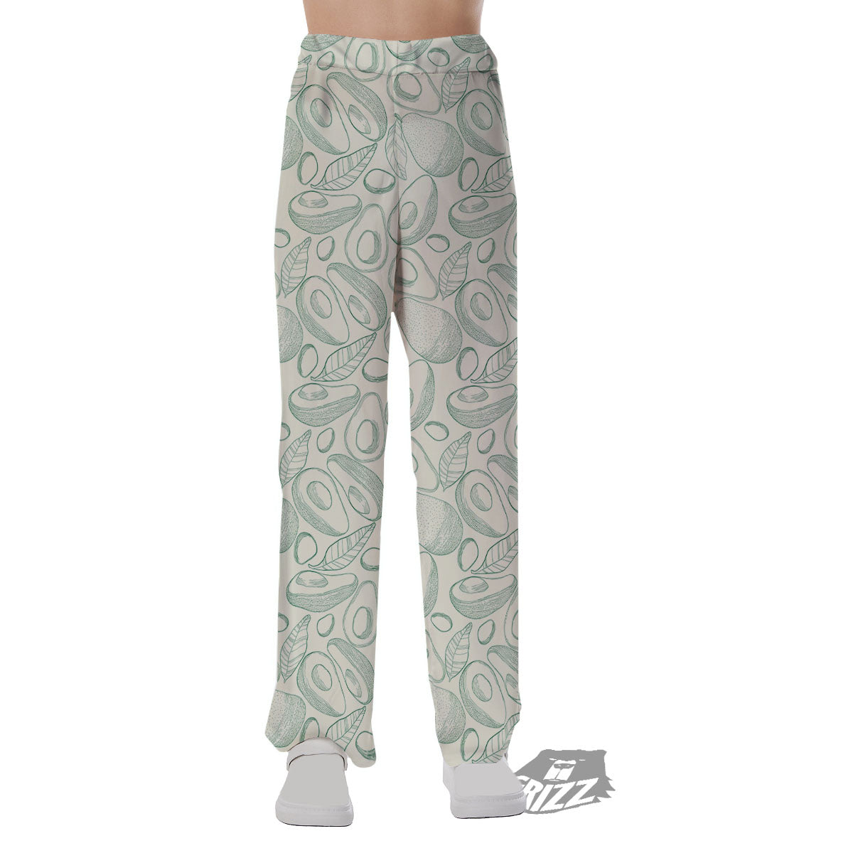 Drawing Avocado Cut In Half Print Pajama Pants-grizzshop