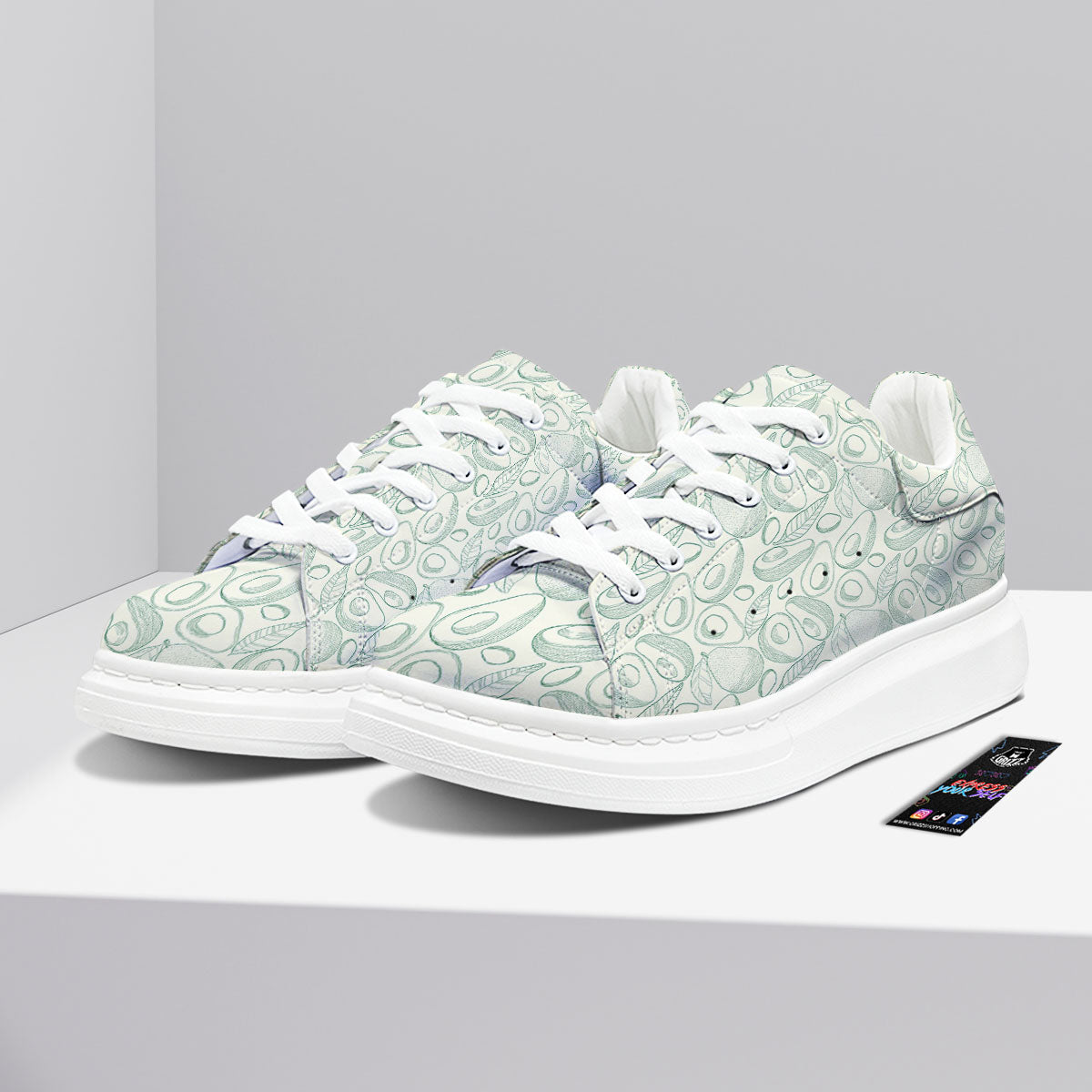 Drawing Avocado Cut In Half Print Platform Shoes-grizzshop
