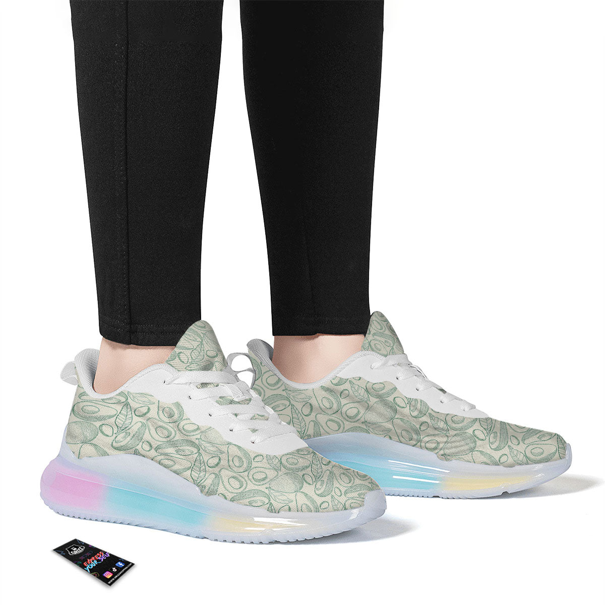 Drawing Avocado Cut In Half Print Running Sneakers-grizzshop