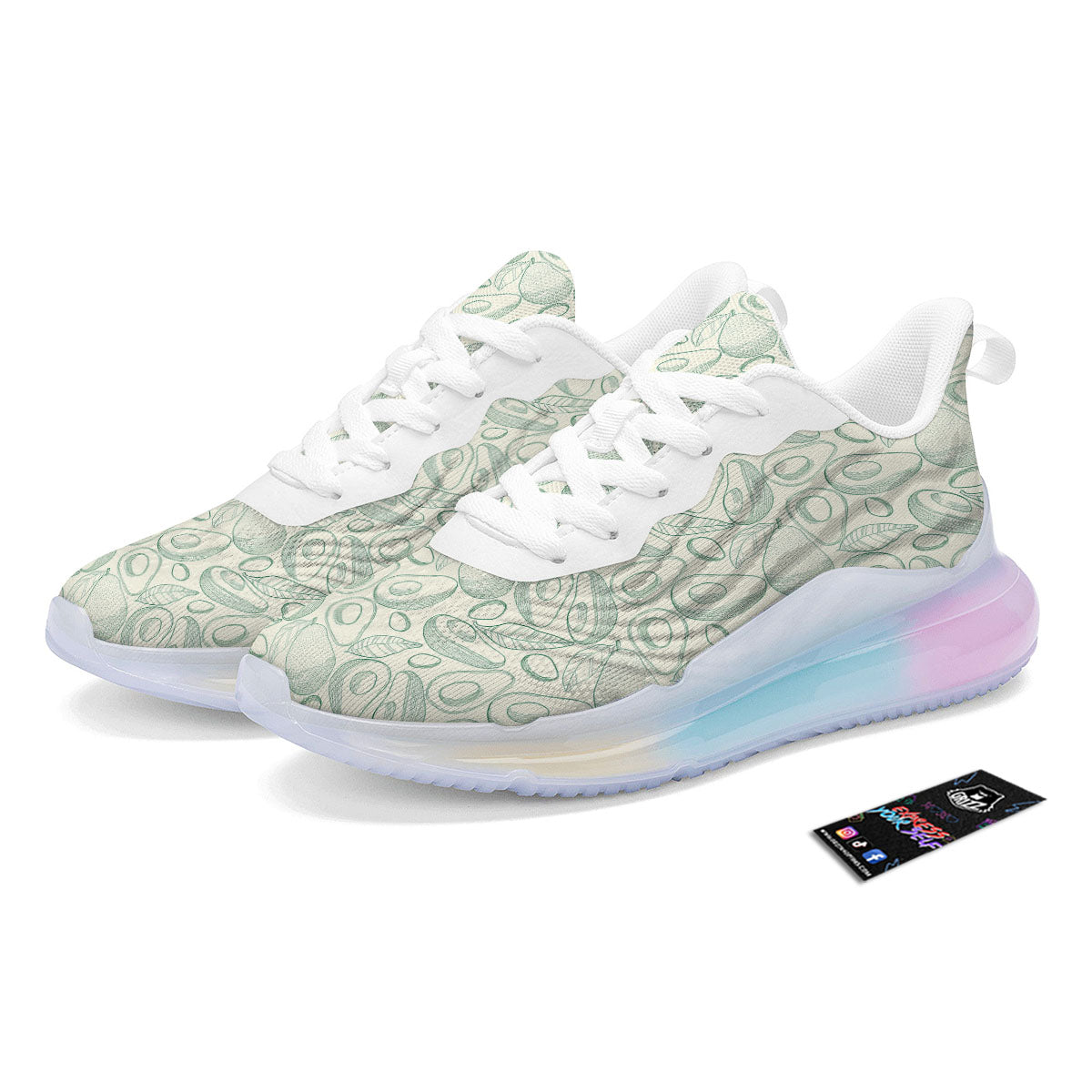 Drawing Avocado Cut In Half Print Running Sneakers-grizzshop
