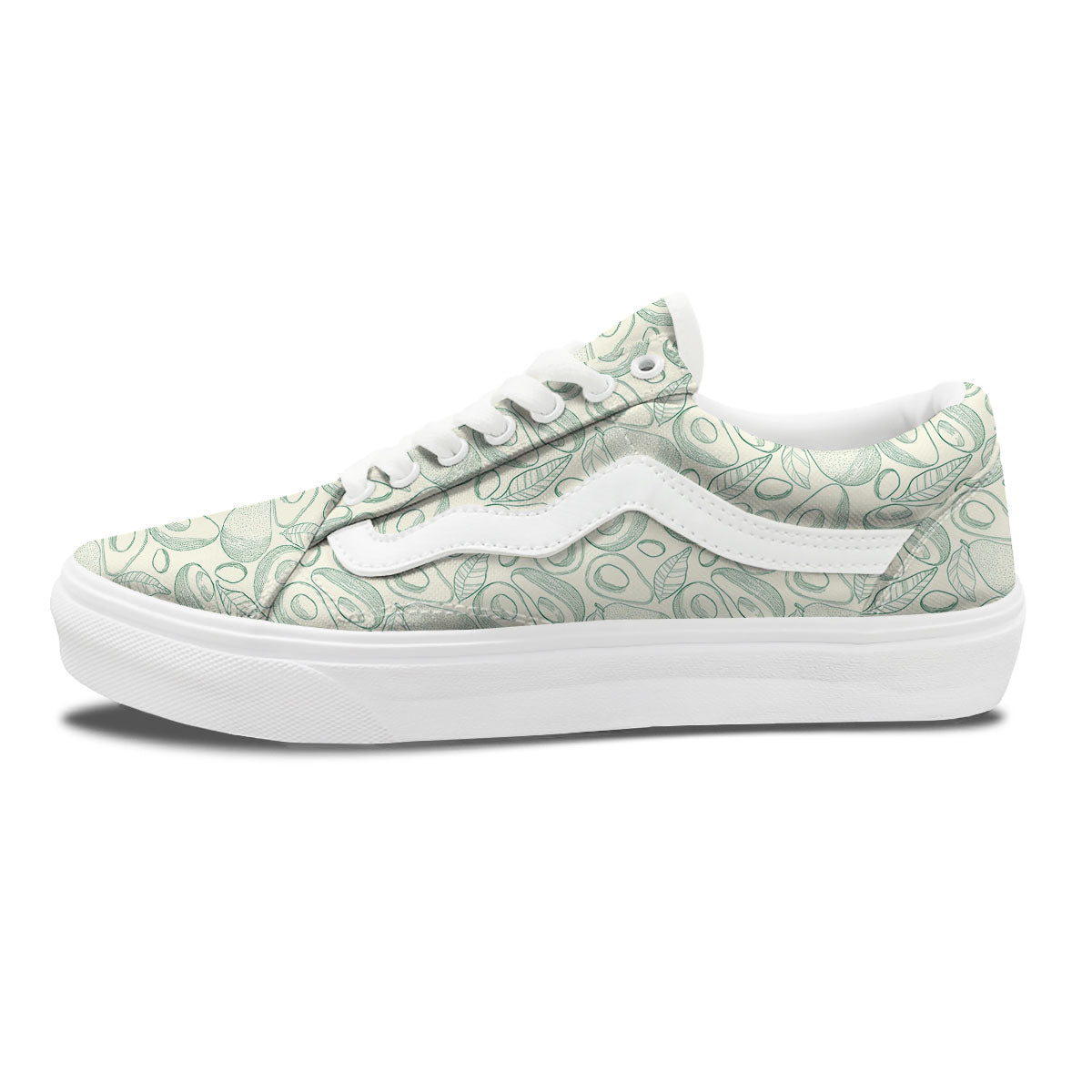 Drawing Avocado Cut In Half Print Skate Shoes-grizzshop