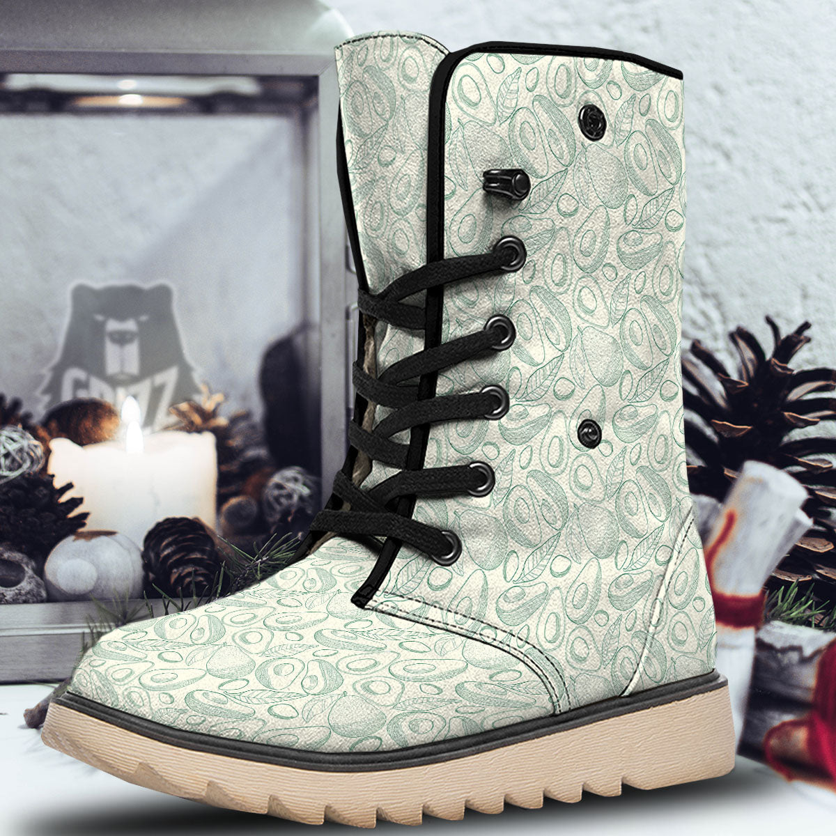 Drawing Avocado Cut In Half Print Snow Boots-grizzshop