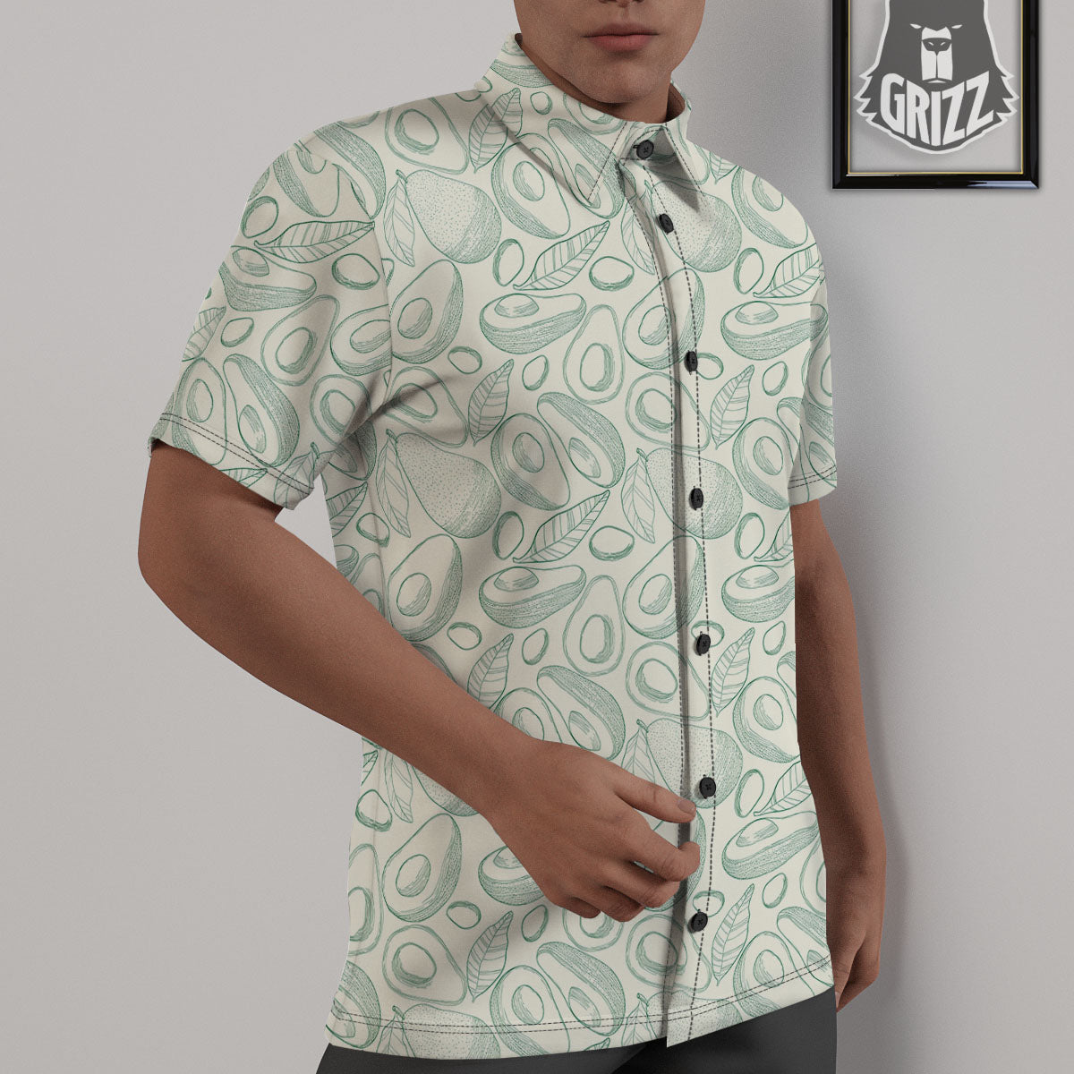 Drawing Avocado Cut In Half Print Untucked Shirts-grizzshop