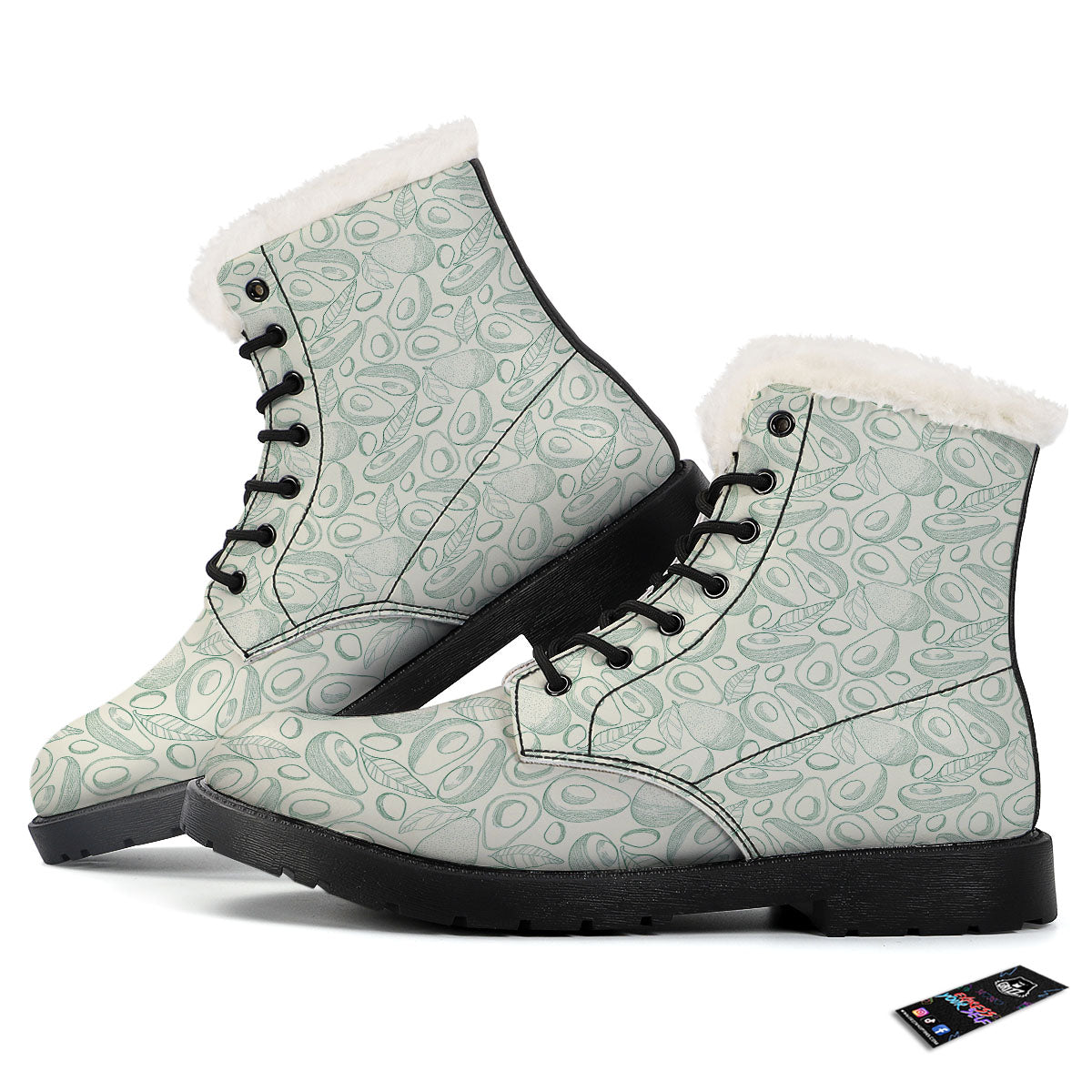 Drawing Avocado Cut In Half Print Winter Boots-grizzshop