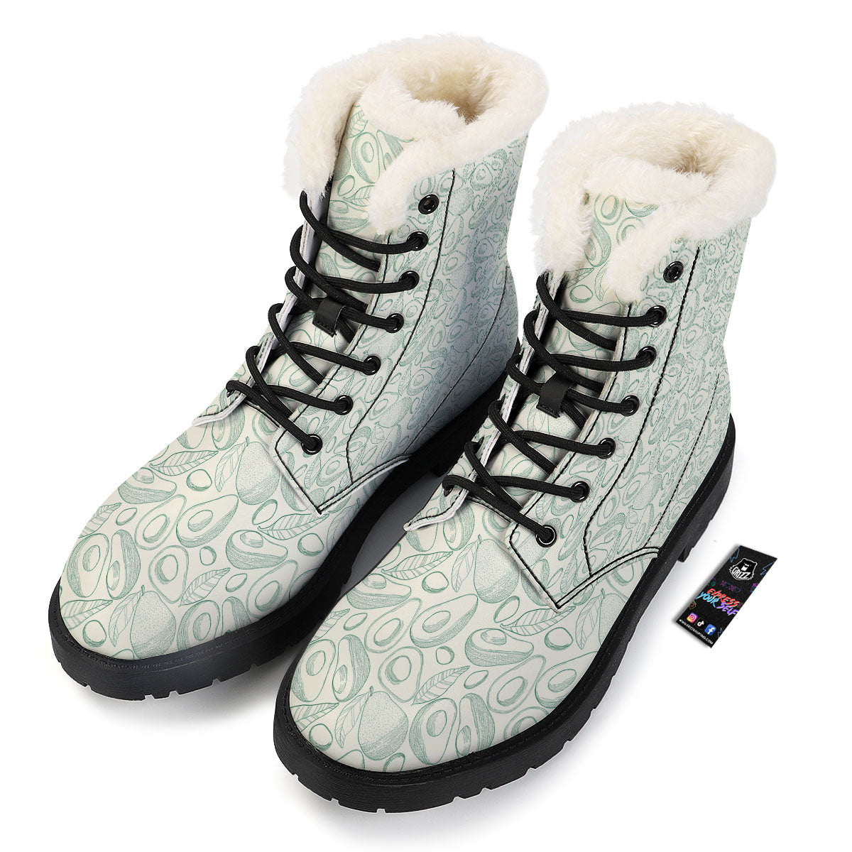 Drawing Avocado Cut In Half Print Winter Boots-grizzshop