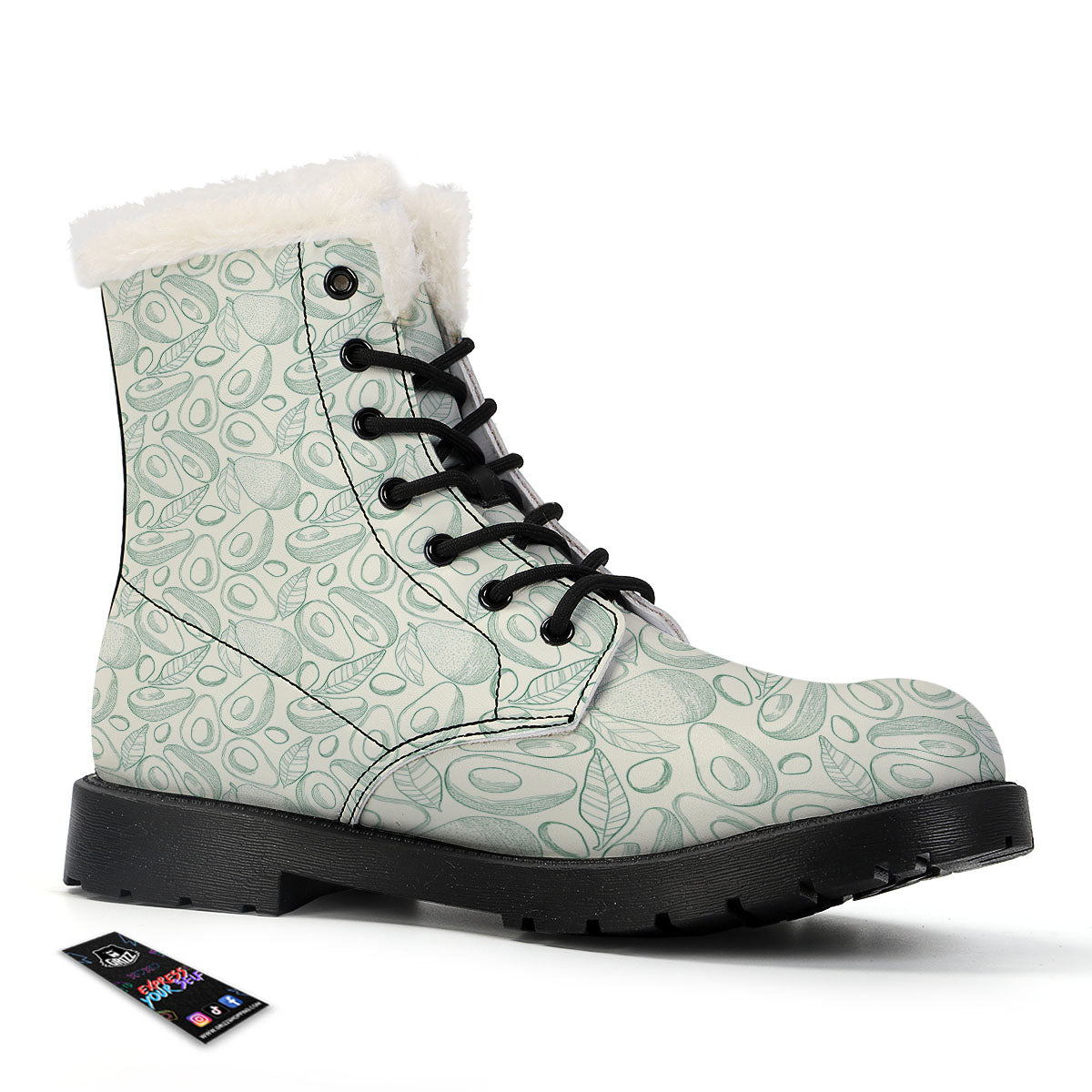 Drawing Avocado Cut In Half Print Winter Boots-grizzshop