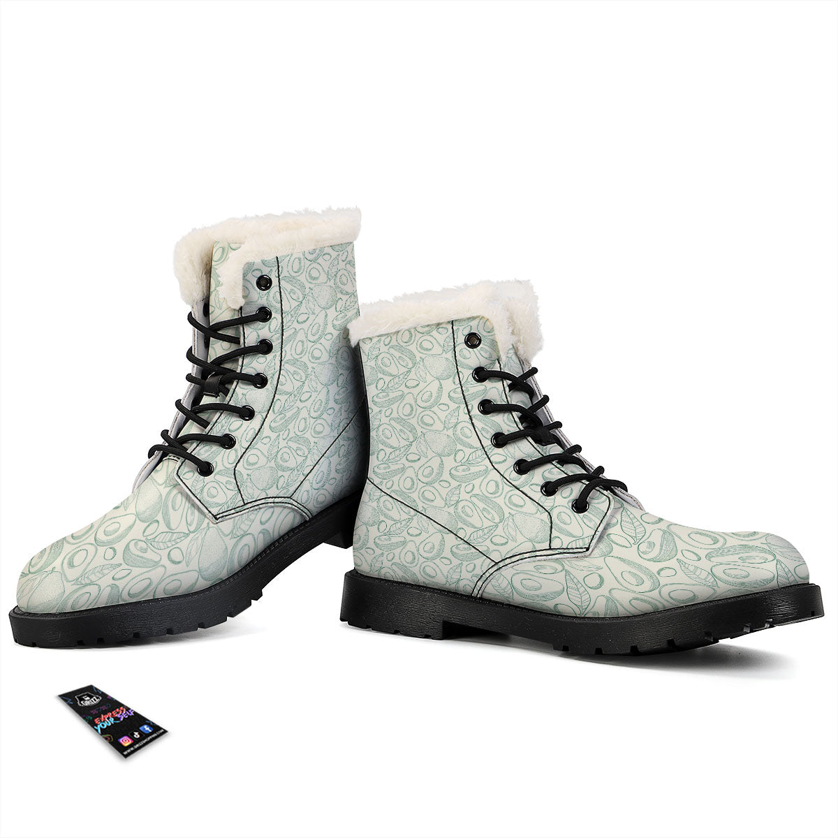 Drawing Avocado Cut In Half Print Winter Boots-grizzshop