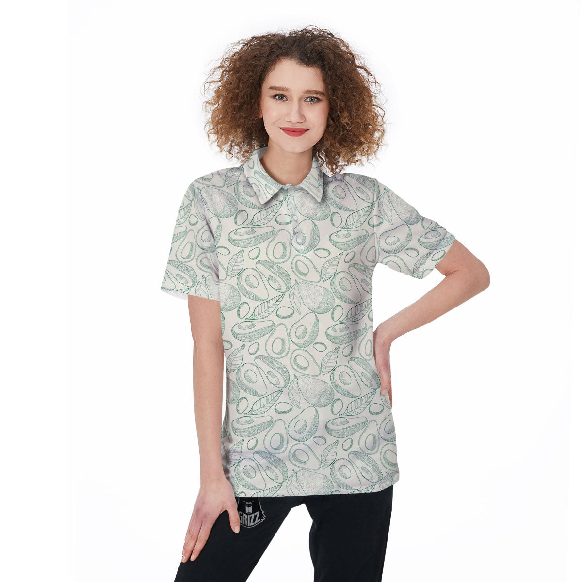 Drawing Avocado Cut In Half Print Women's Golf Shirts-grizzshop