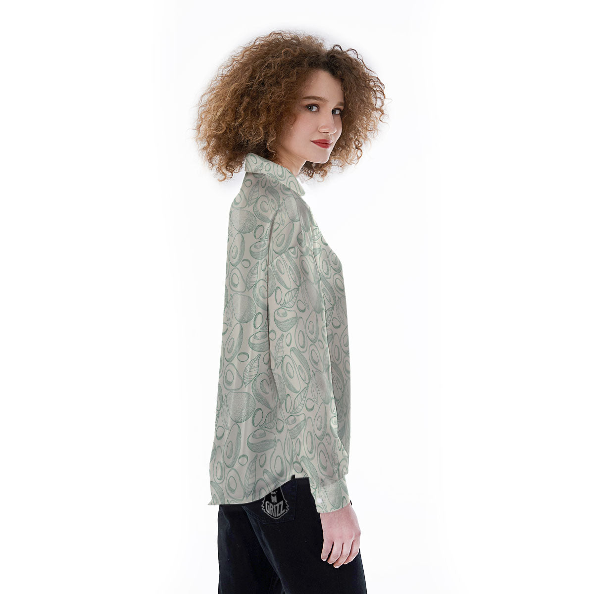 Drawing Avocado Cut In Half Print Women's Long Sleeve Shirts-grizzshop